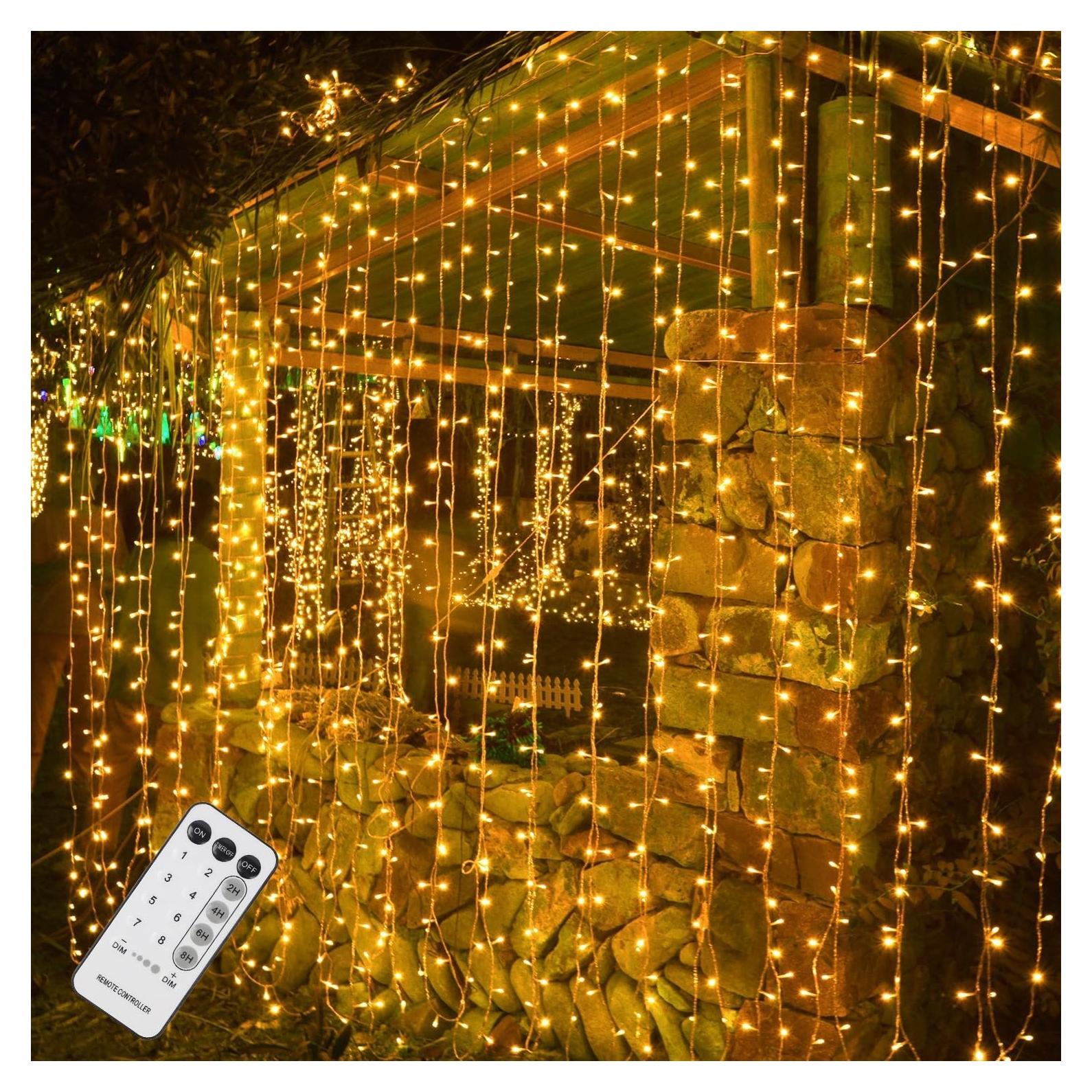 Luz de Cortina LED 300 Linhai, Control Remoto, 8 Modos, 2.01x2.99m