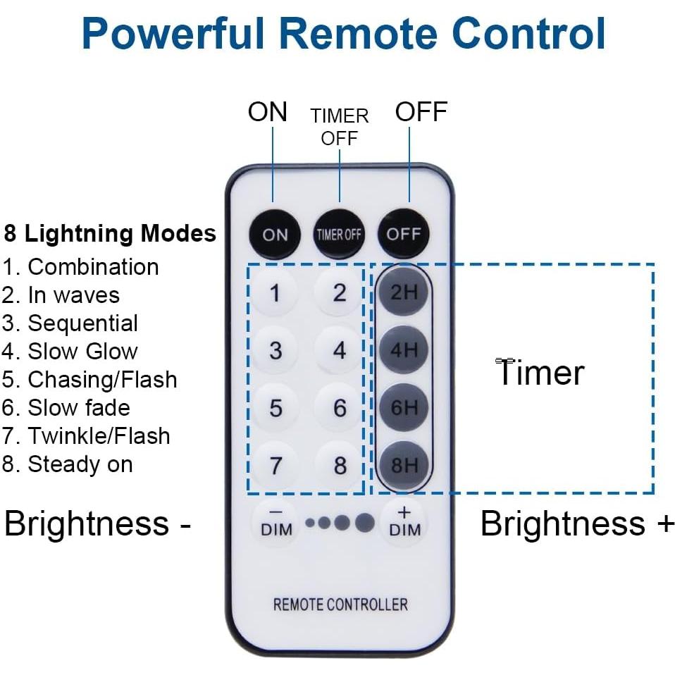 Luz de Cortina LED 300 Linhai, Control Remoto, 8 Modos, 2.01x2.99m