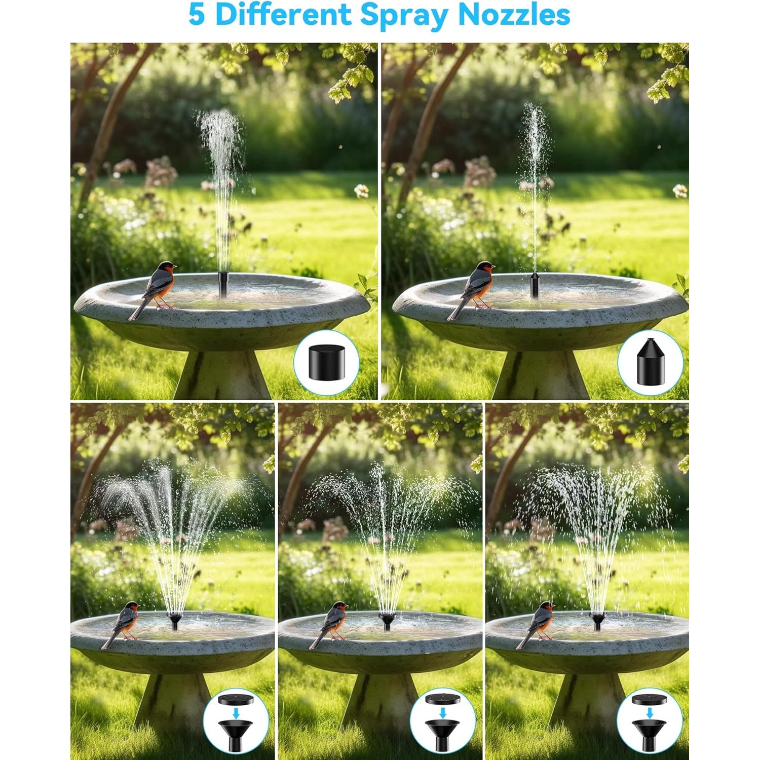 Fuente de Baño para Aves Solar POPOSOAP 6W con 5 Boquillas