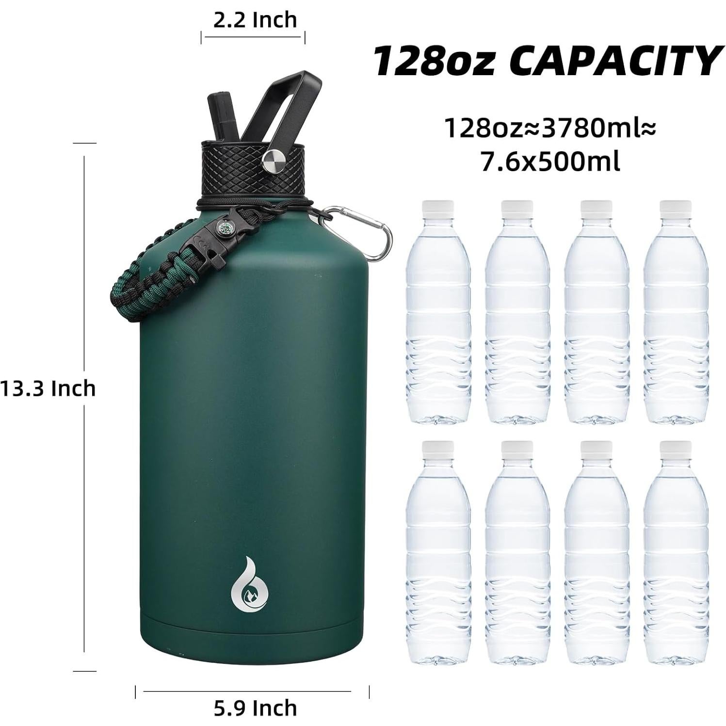 Botella de Agua Aislada BJPKPK 128oz Acero Inoxidable Verde