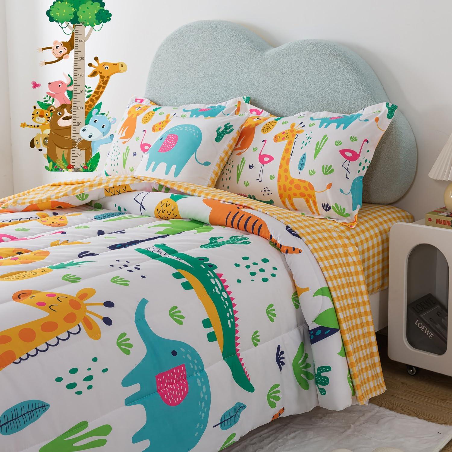 Juego de Cama Twin 6 Piezas qjmiaofang Animales Selva