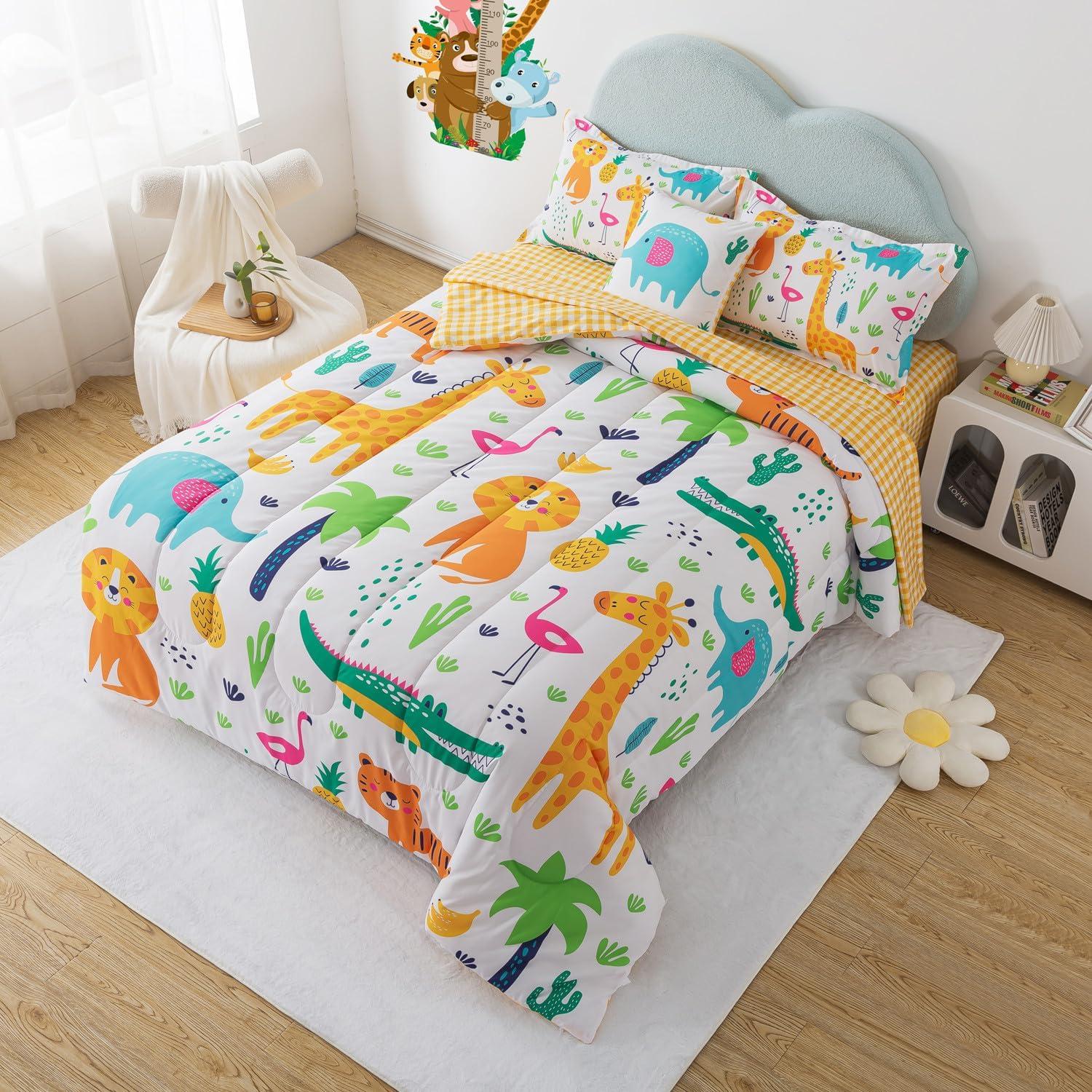 Juego de Cama Twin 6 Piezas qjmiaofang Animales Selva