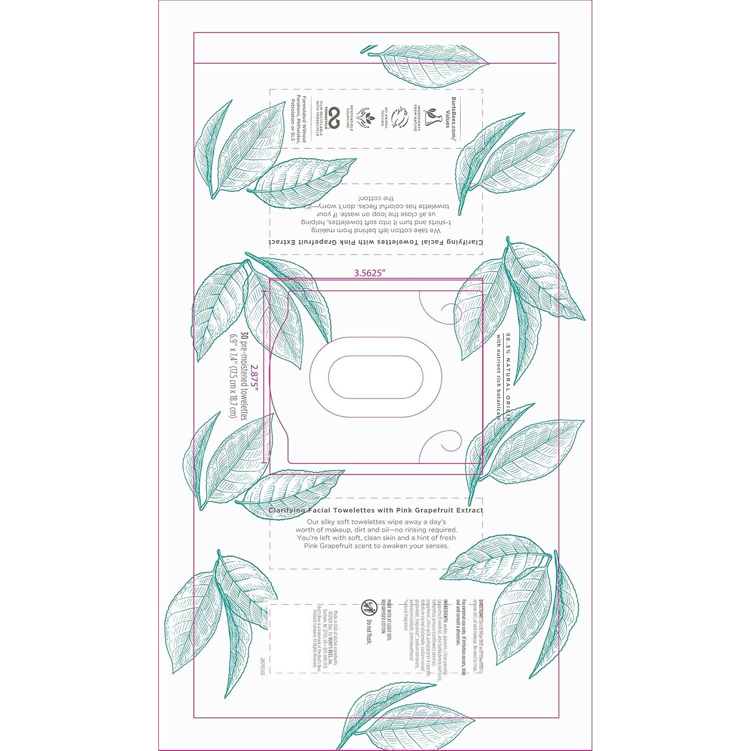 Toallitas Limpiadoras Faciales Burt's Bees Pomelo Rosa 30 Unidades