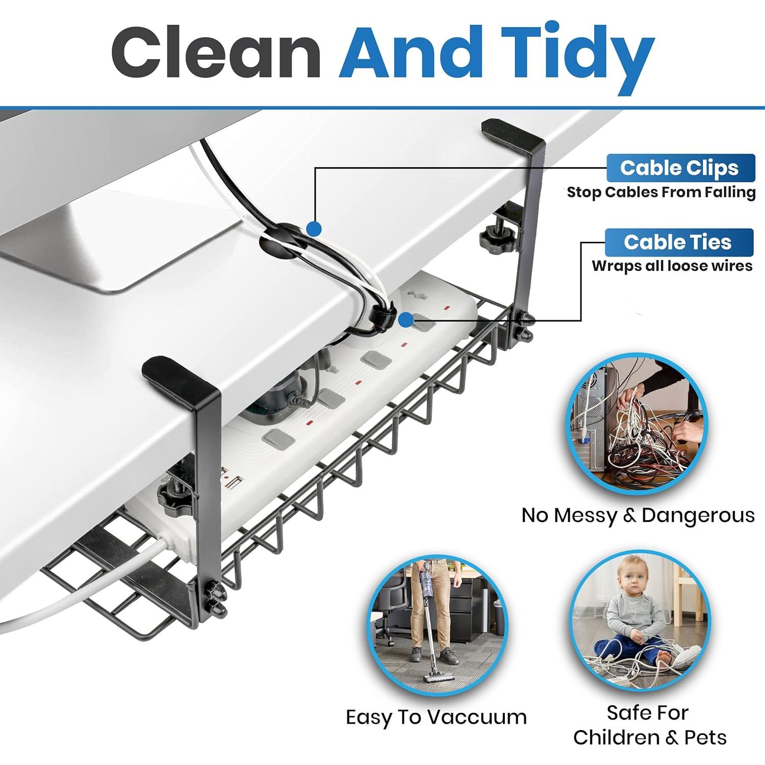Bandeja organizadora de cables WTADAY 16x6 cm sin taladrar