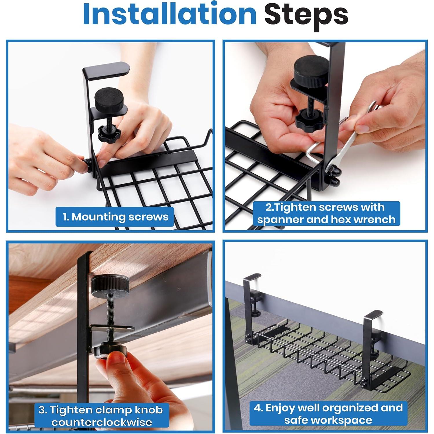 Bandeja organizadora de cables WTADAY 16x6 cm sin taladrar