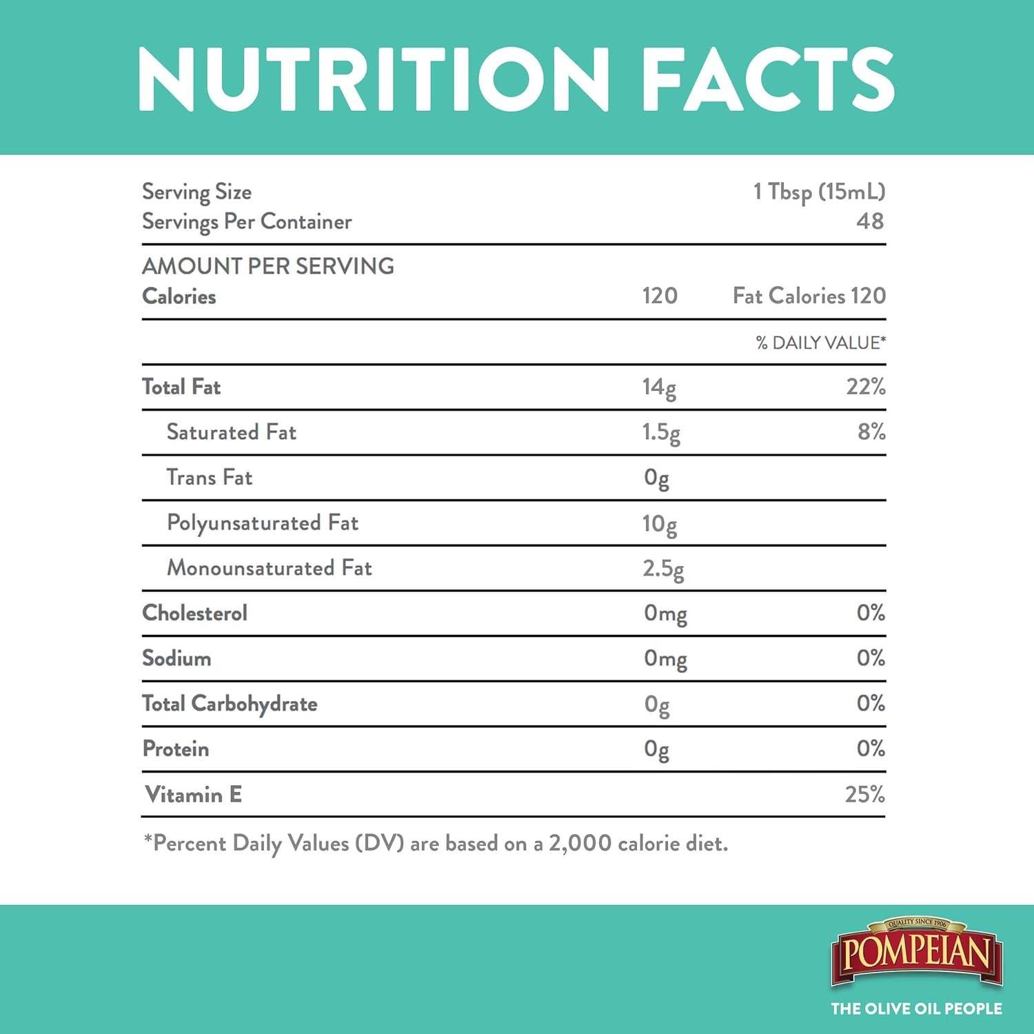 Aceite de Semilla de Uva 100% Pompeian 6 x 720 ml Sabor Ligero