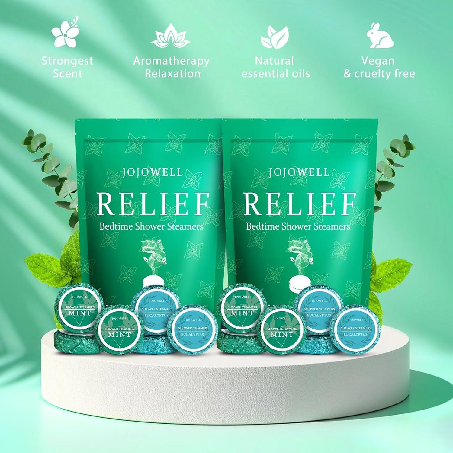Bombas de Vapor para Ducha JoJowell - 12 Paquetes Eucalipto y Menta
