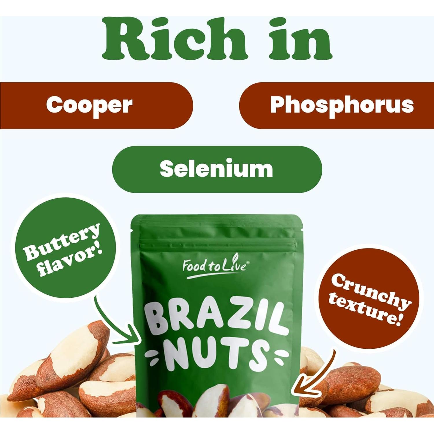 Nueces de Brasil Food to Live 227g Crudas Sin OGM Veganas