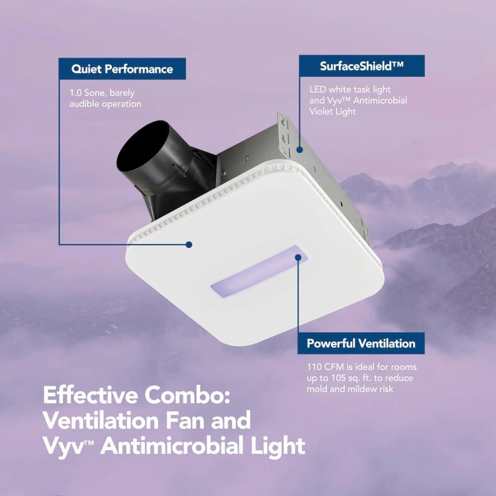 Ventilador de Escape Broan-NuTone SurfaceShield 110 CFM LED Blanco