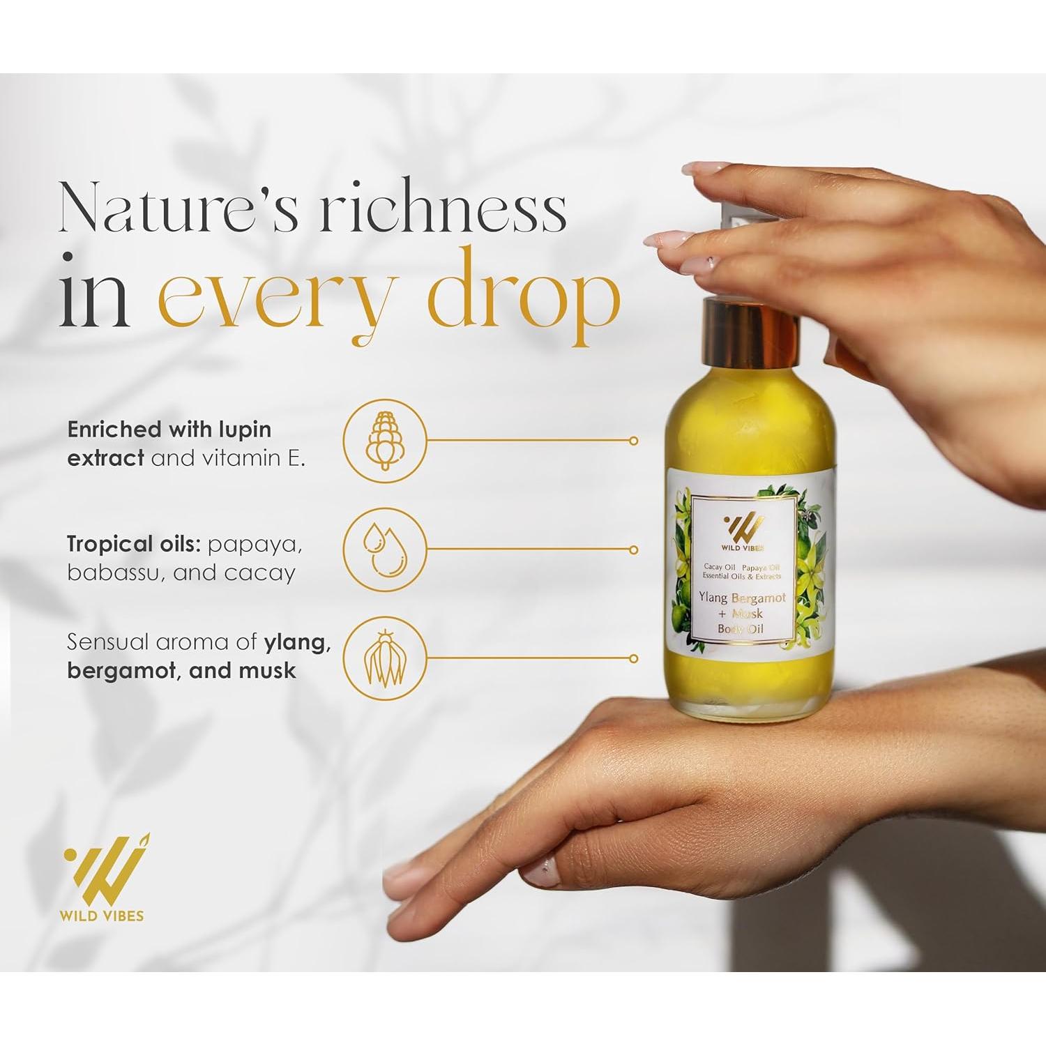 Aceite Corporal Orgánico Wild Vibes 118 ml Bergamota y Almizcle