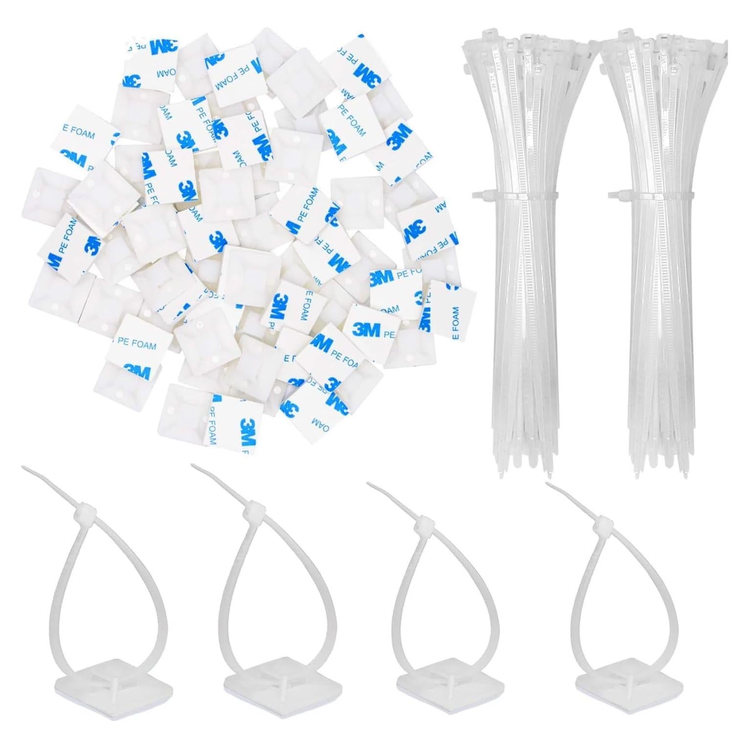 30 Montajes Adhesivos para Bridas Rythcraft 2" Nylon Blanco