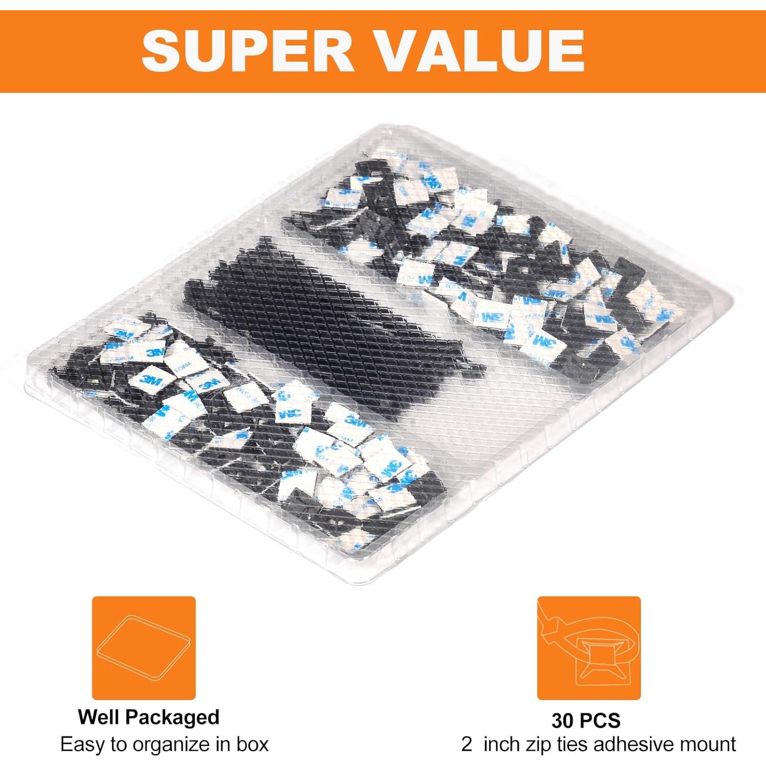 30 Montajes Adhesivos para Bridas Rythcraft 2" Nylon Blanco