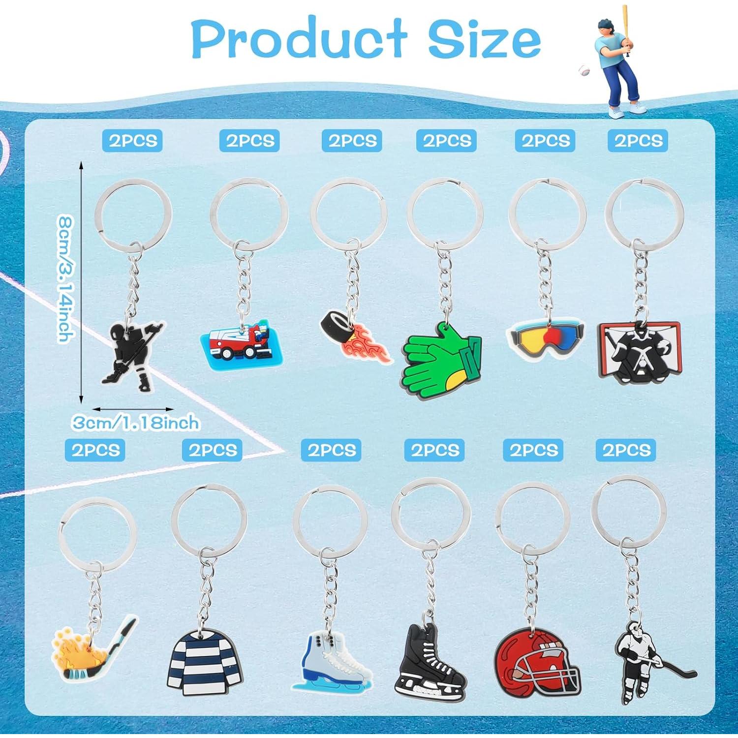 Paquete de 24 llaveros de fútbol PVC coloridos para fiestas