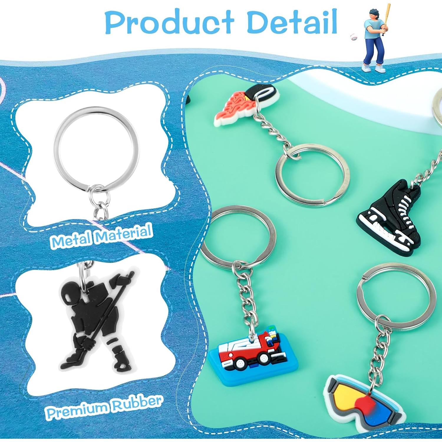 Paquete de 24 llaveros de fútbol PVC coloridos para fiestas