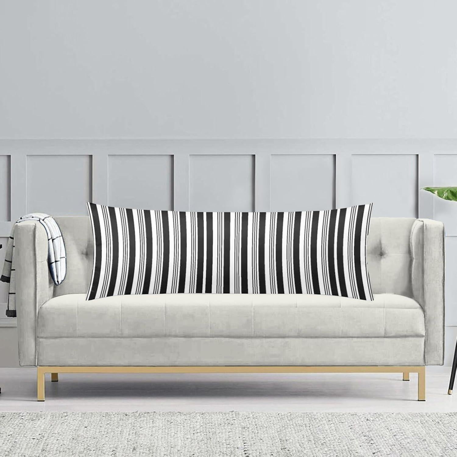 Funda de Almohada Larga TOKILIAR Rayas Blancas y Negras 51x137cm