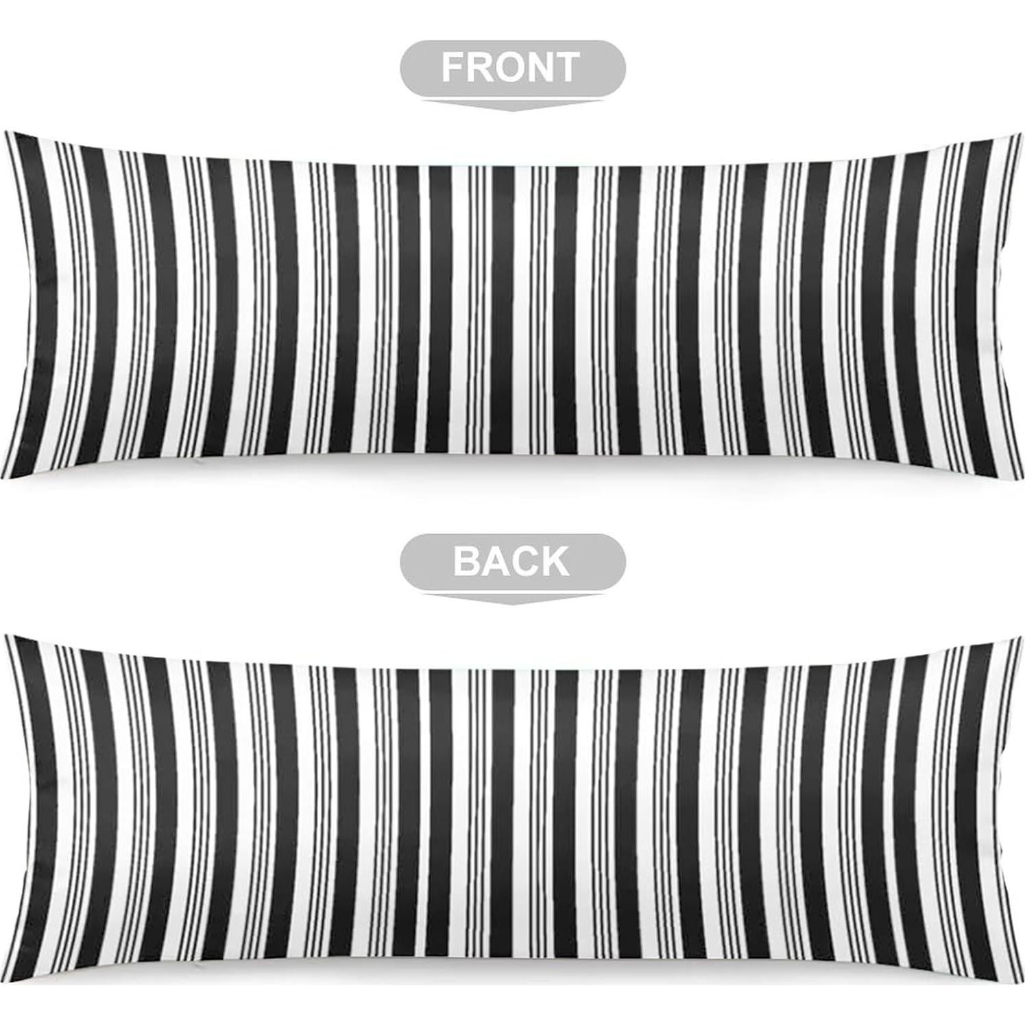 Funda de Almohada Larga TOKILIAR Rayas Blancas y Negras 51x137cm