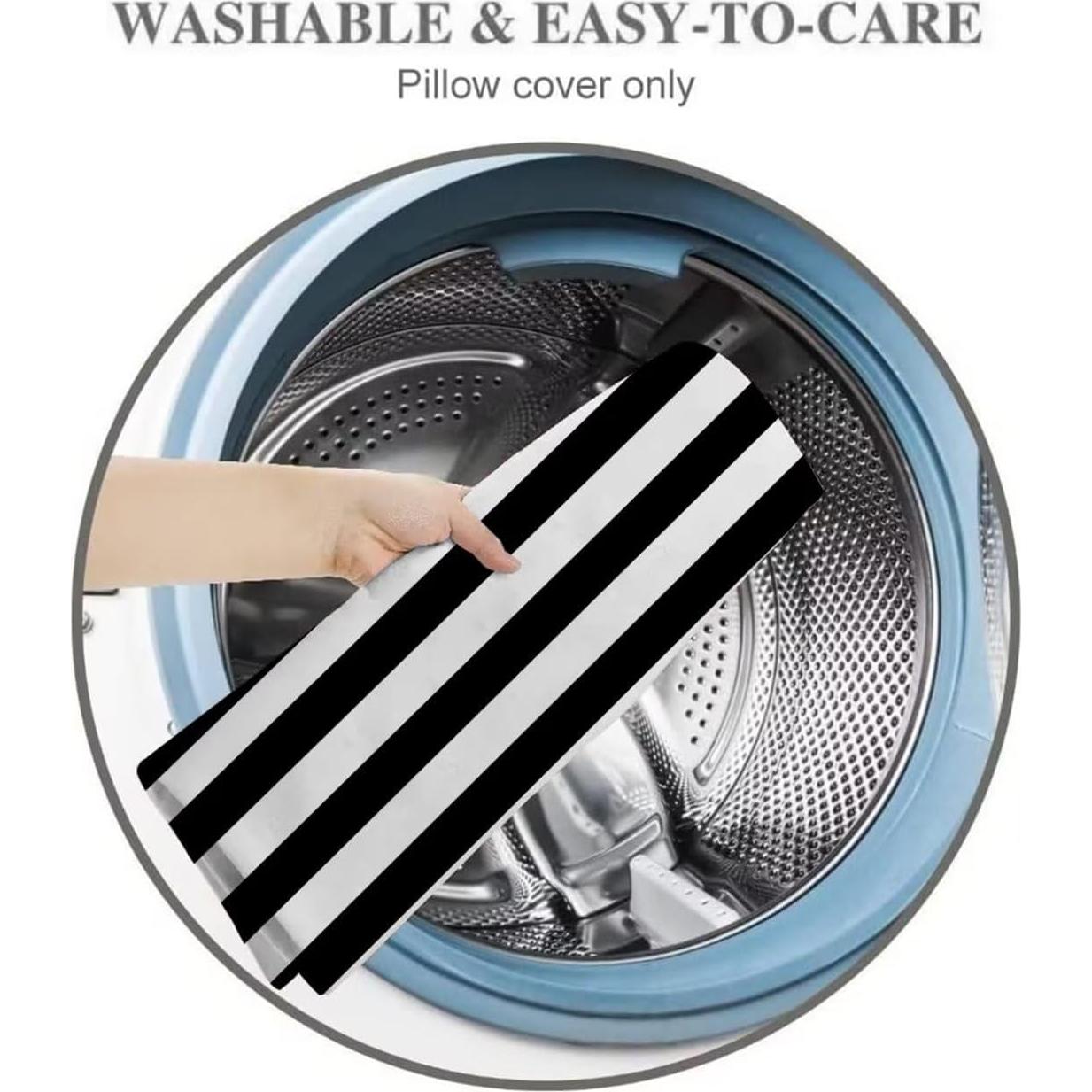 Funda de Almohada Larga TOKILIAR Rayas Blancas y Negras 51x137cm