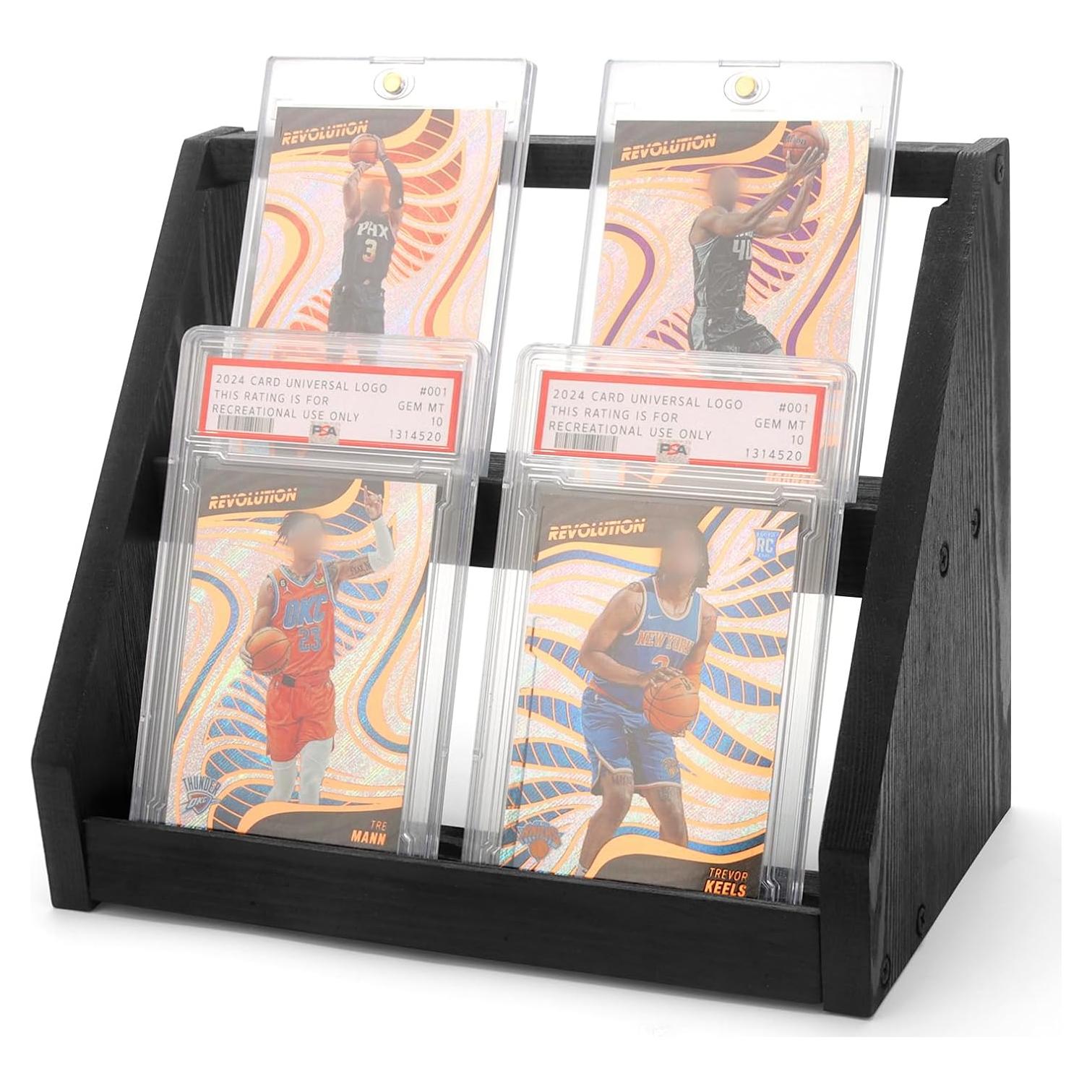 Exhibidor de Tarjetas de Deportes GIASSVIO 2 Niveles Negro