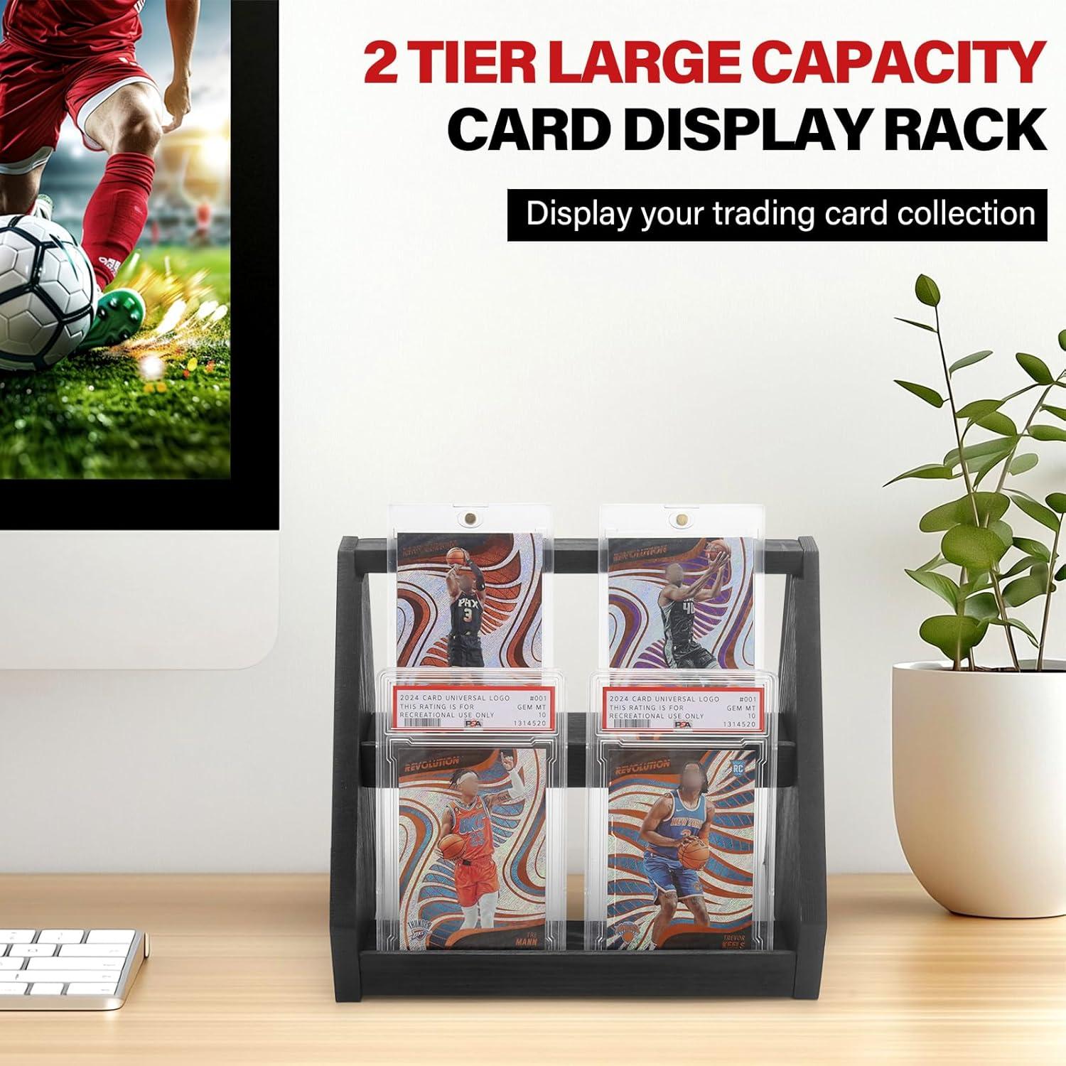 Exhibidor de Tarjetas de Deportes GIASSVIO 2 Niveles Negro