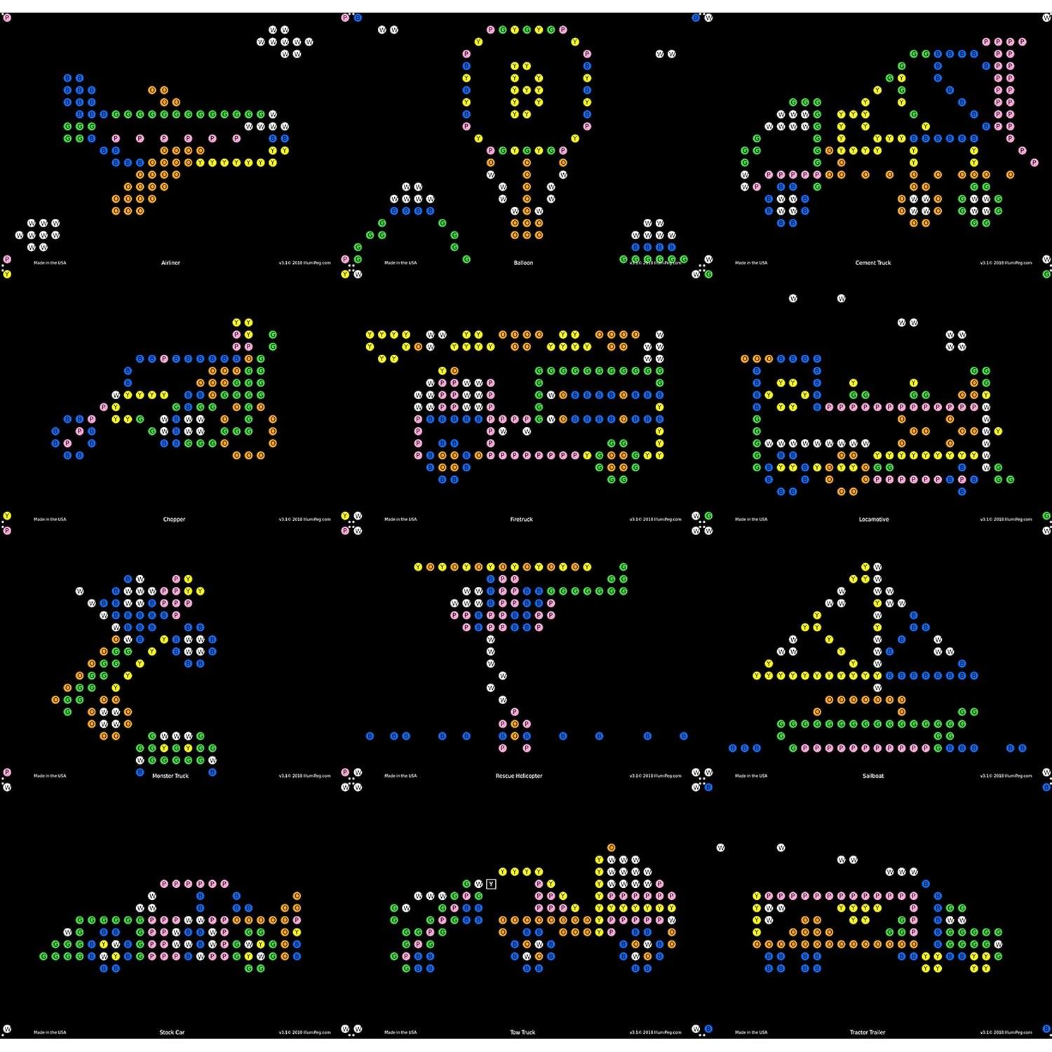 Plantillas de Recarga IllumiPeg para Lite Brite Retro 12 Hojas