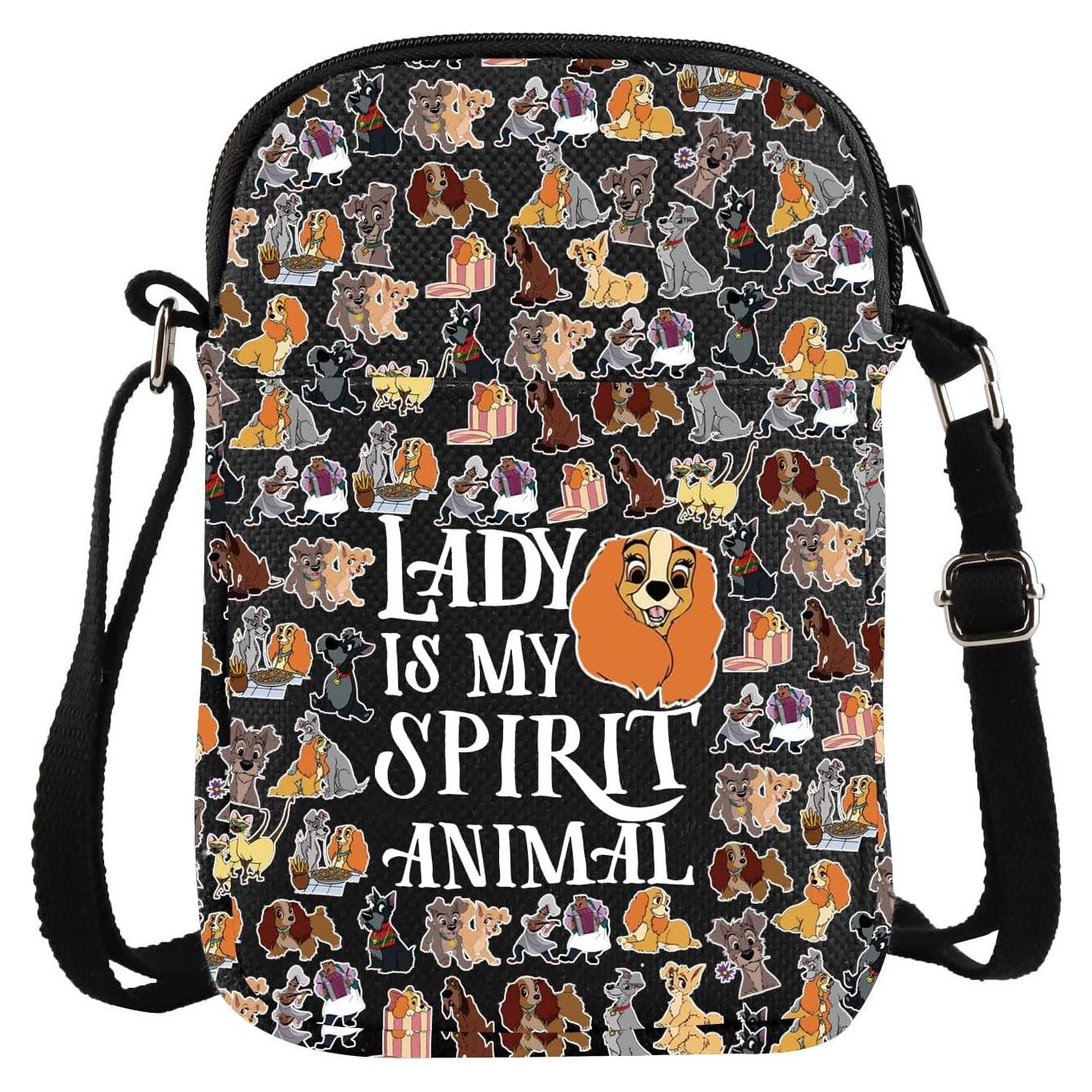 Bolso Cruzado Mujer Lady Tramp Negro Animal Espiritual