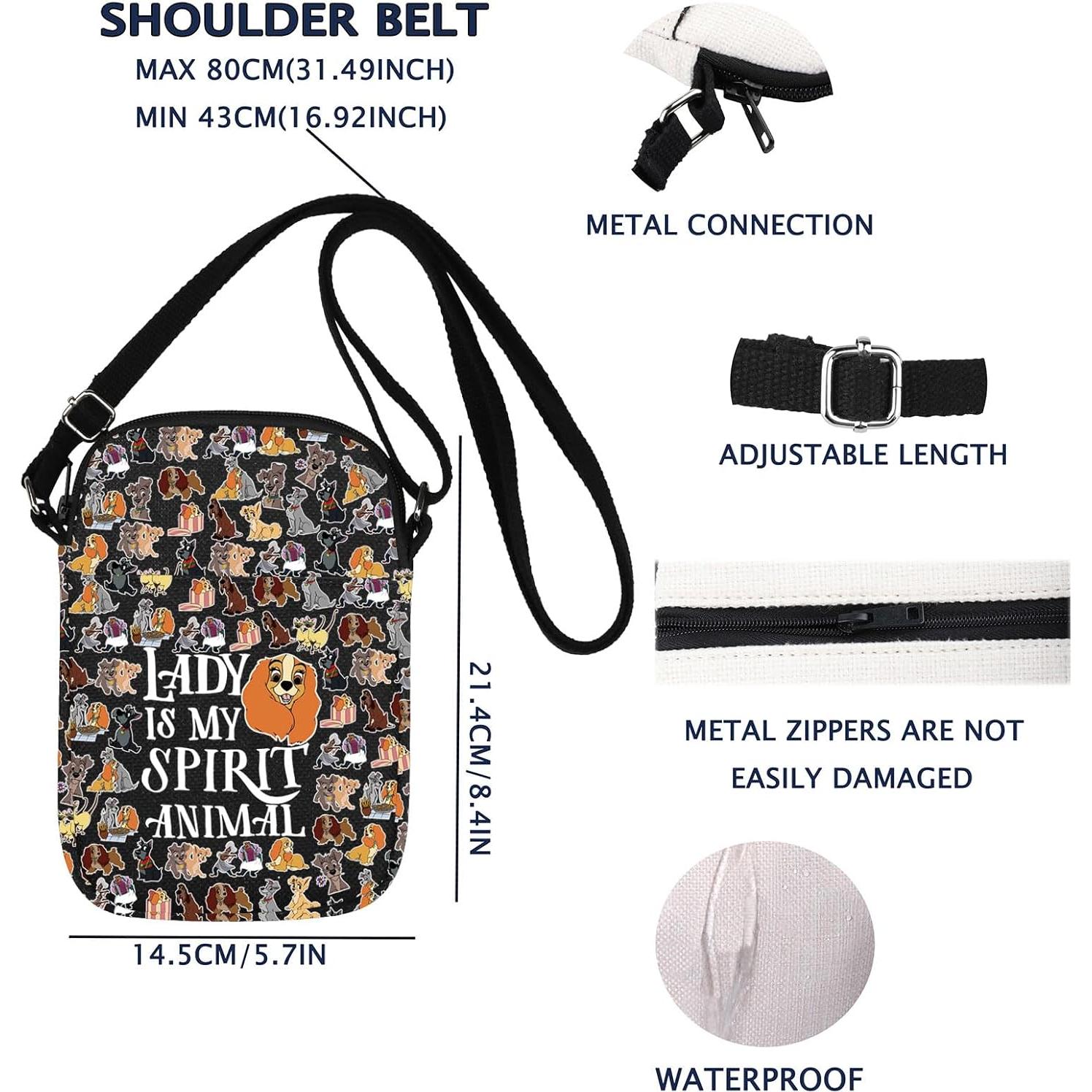 Bolso Cruzado Mujer Lady Tramp Negro Animal Espiritual