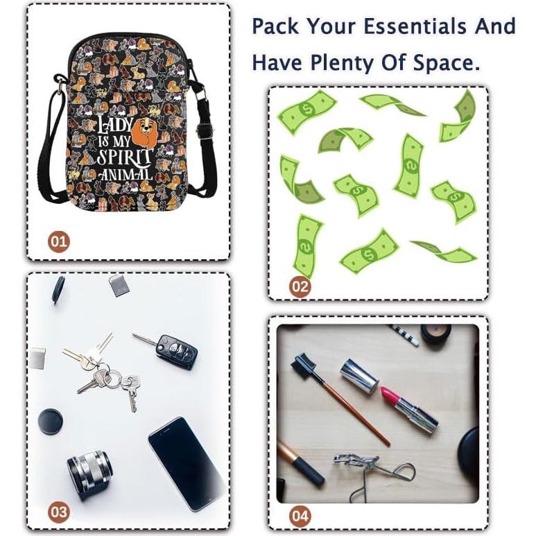 Bolso Cruzado Mujer Lady Tramp Negro Animal Espiritual