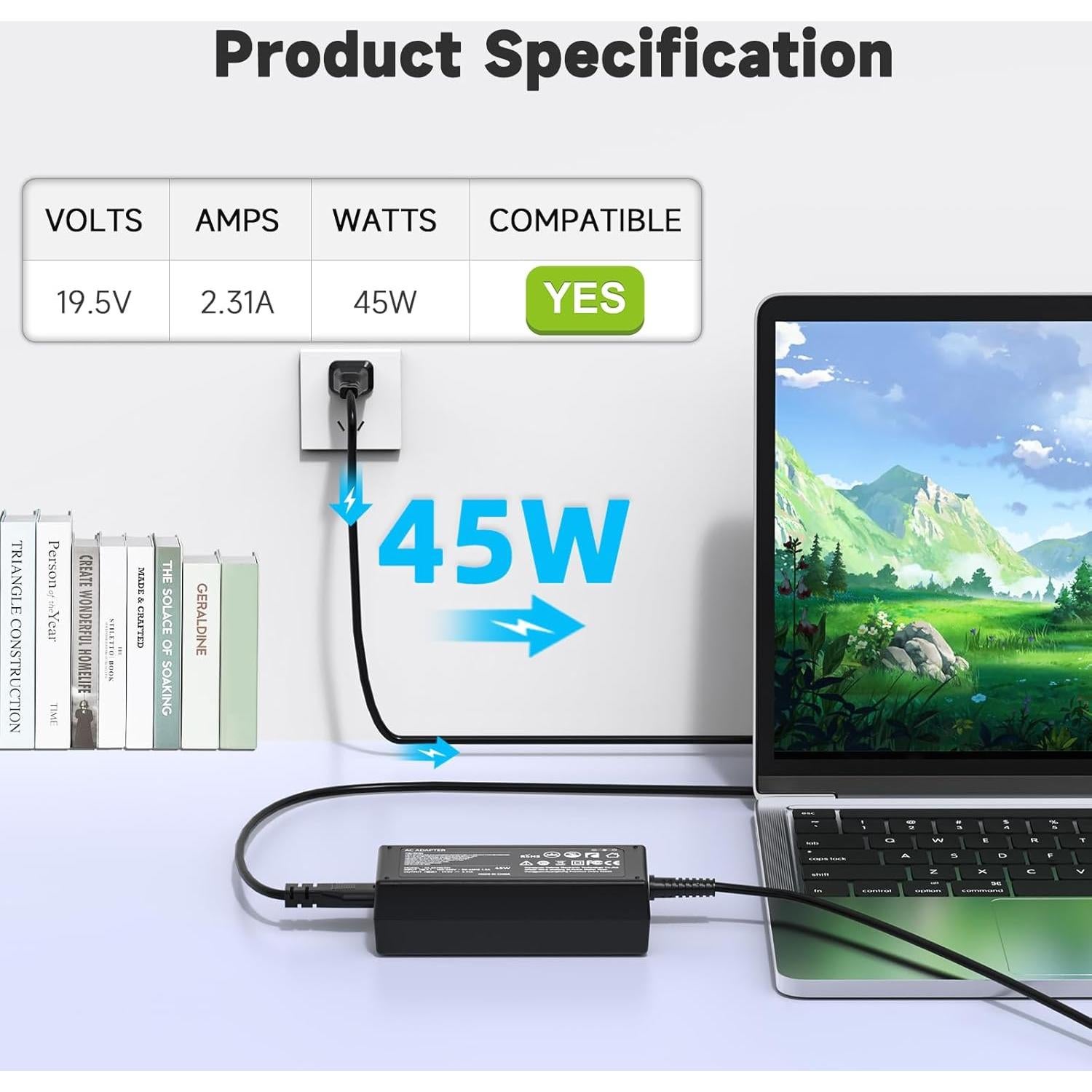 Cargador de Laptop 45W ROLADA 19.5V Punta Azul 4.5mm