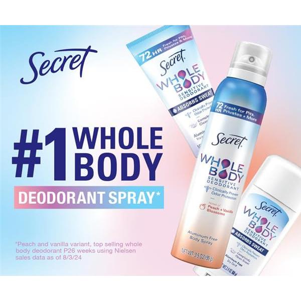 Desodorante Corporal Completo Secret 29.57 ml Durazno y Vainilla