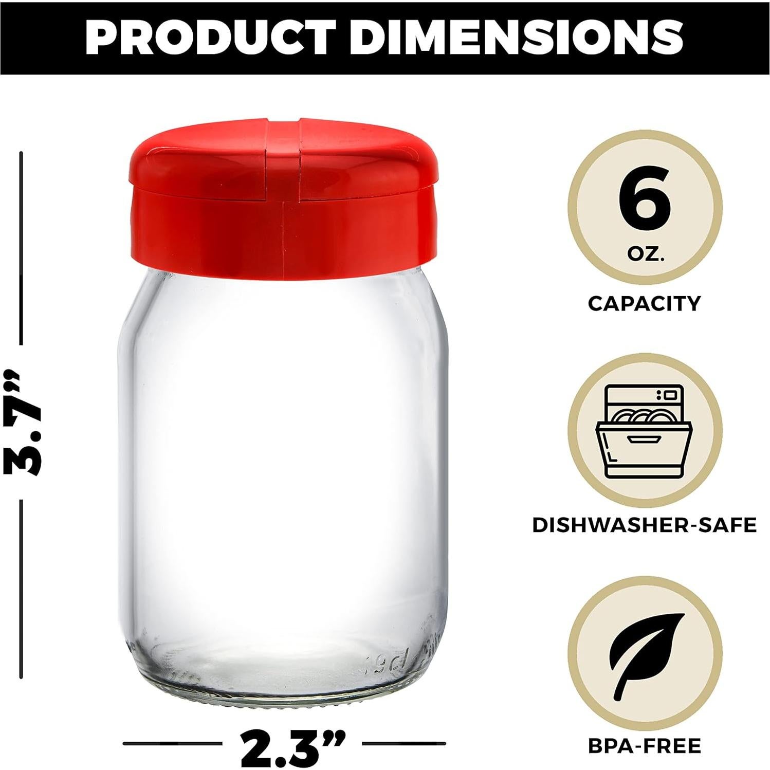 Set de 2 Tarros de Especias de Vidrio Tribello 6oz Rojo