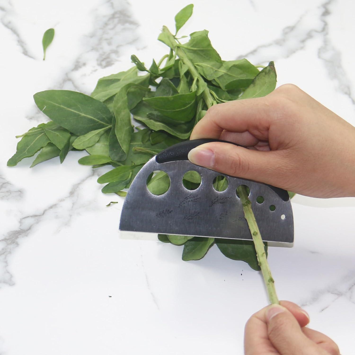 Deshojador y Cortador de Hierbas LXLVOUEG 2 en 1 Acero Inoxidable