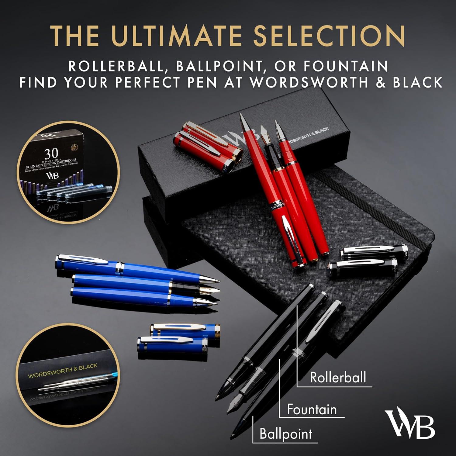 Bolígrafo de Lujo Wordsworth y Black Cromo Negro Recargable