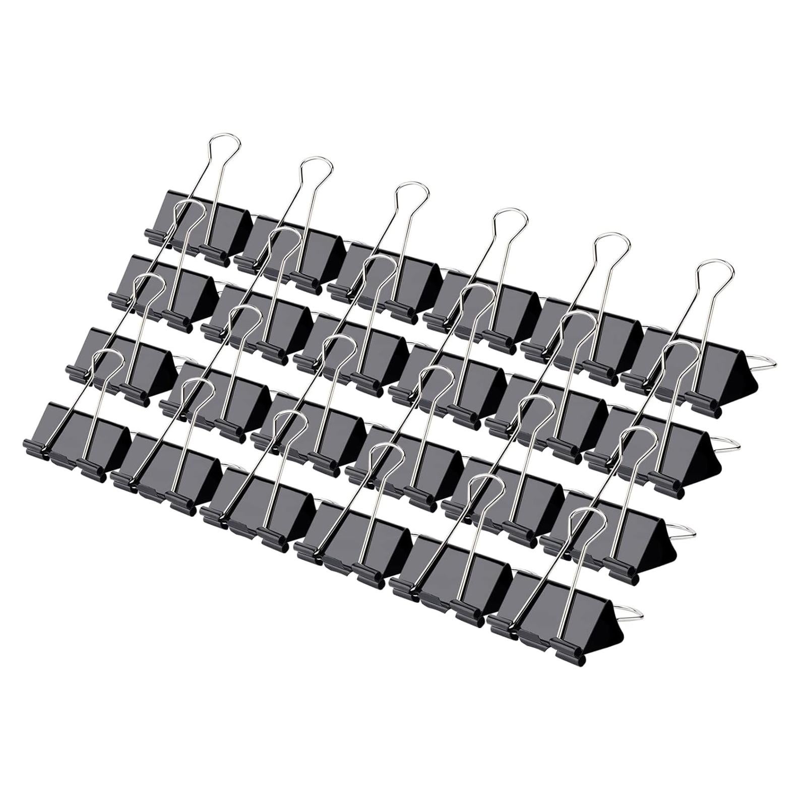 Clip de Binder Mediano Qimailer Negro 24 Pcs 32mm Oficina