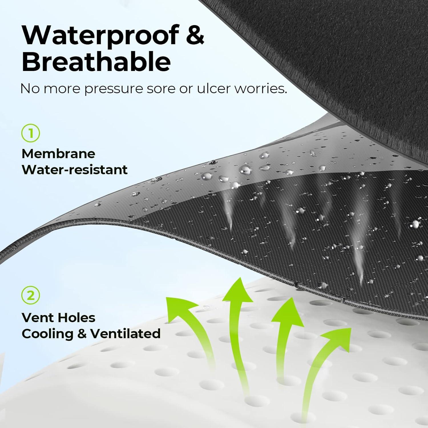 Cojín de Espuma Viscoelástica AUVON para Silla de Ruedas 45.7x40.6cm