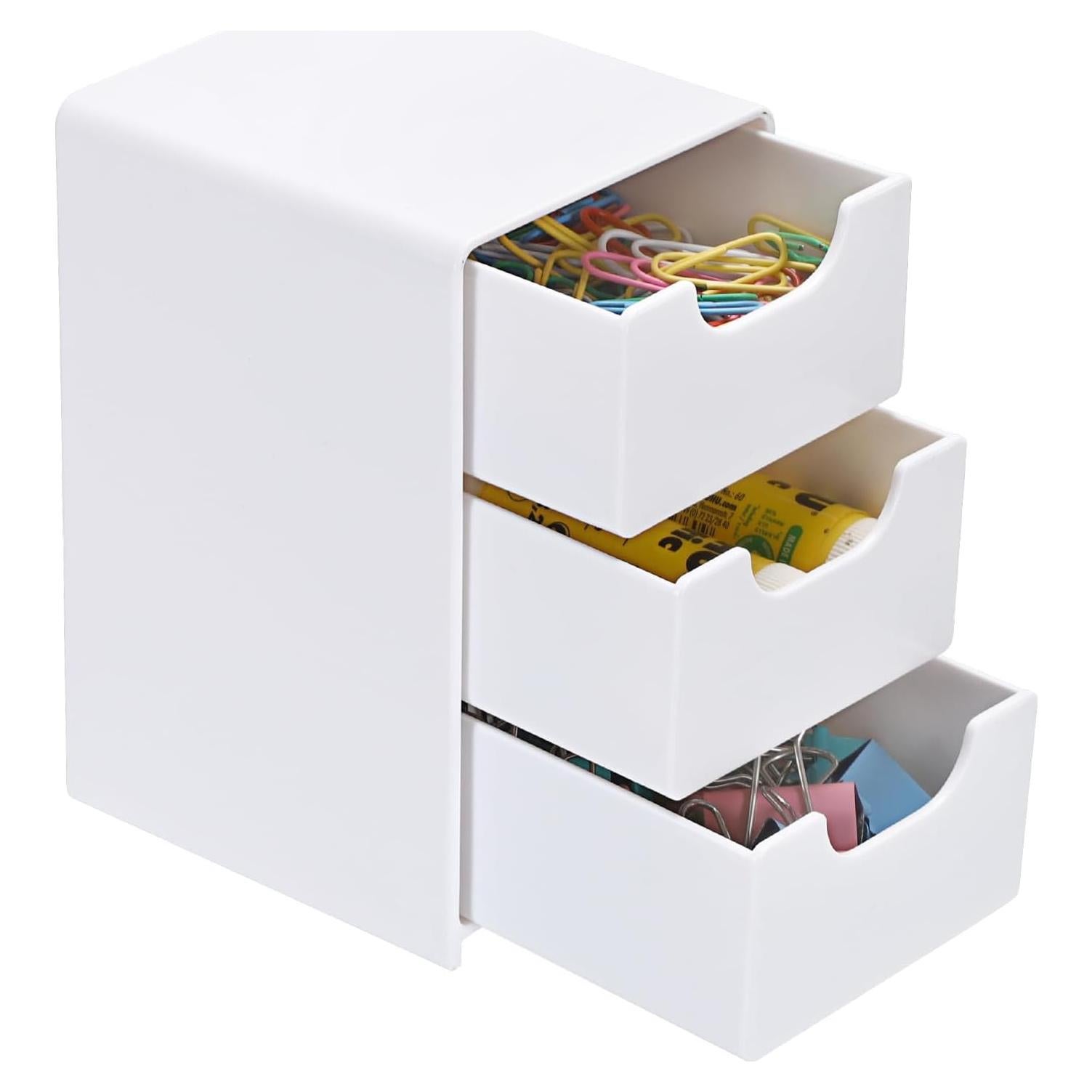 Organizador de Escritorio Acrílico BTSKY 3 Cajones Blanco 8x9x13cm