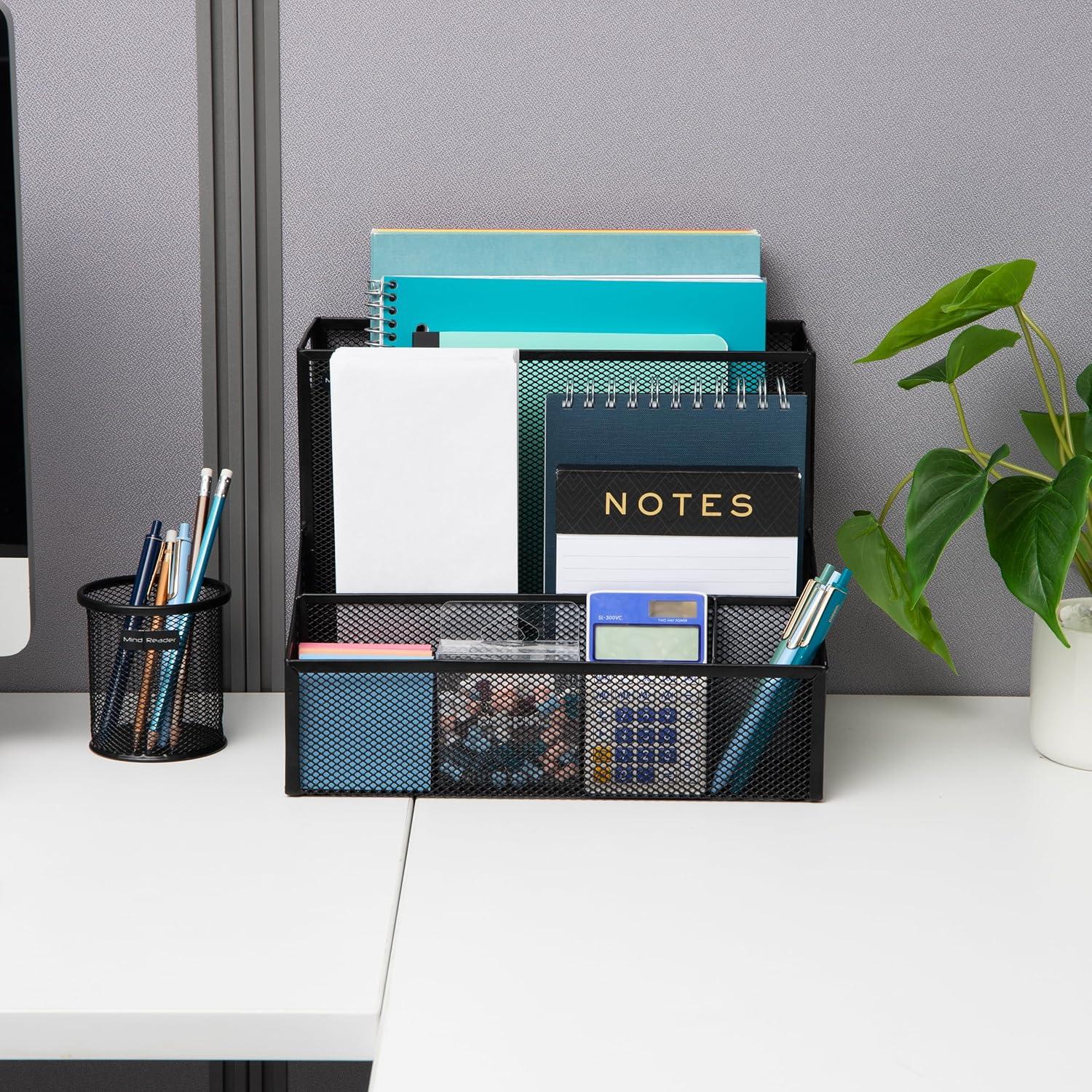 Organizador de Escritorio Mind Reader 4 Compartimentos Metal Negro