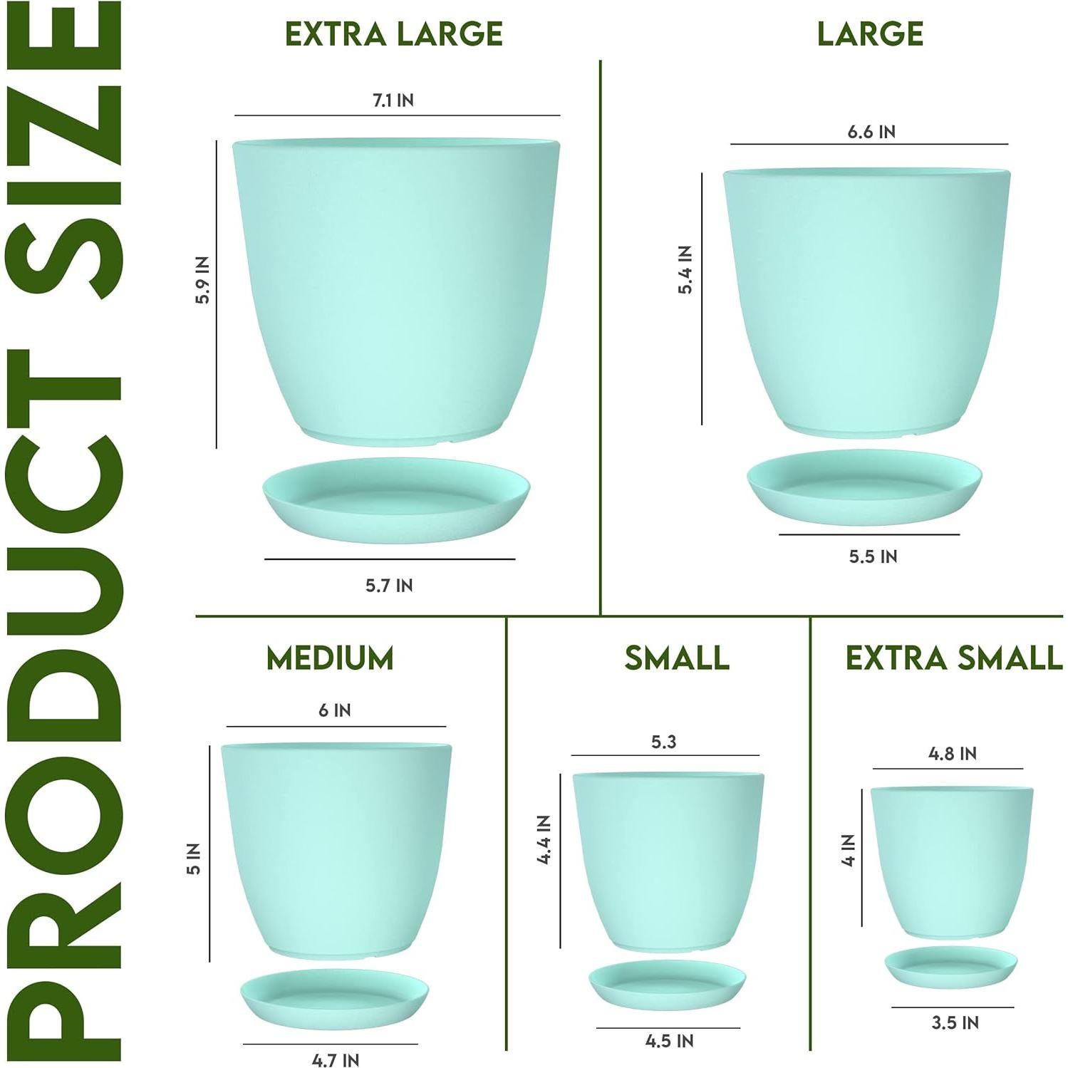 Macetas de Interior Utopia Home - Paquete de 5 - Drenaje