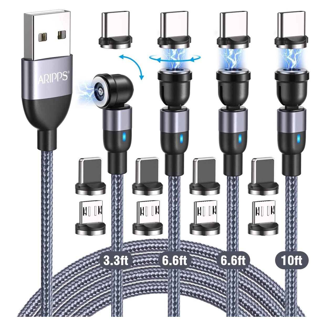 Cable de Carga Magnético 4 en 1 Aripps 1-3m Nylon Trenzado