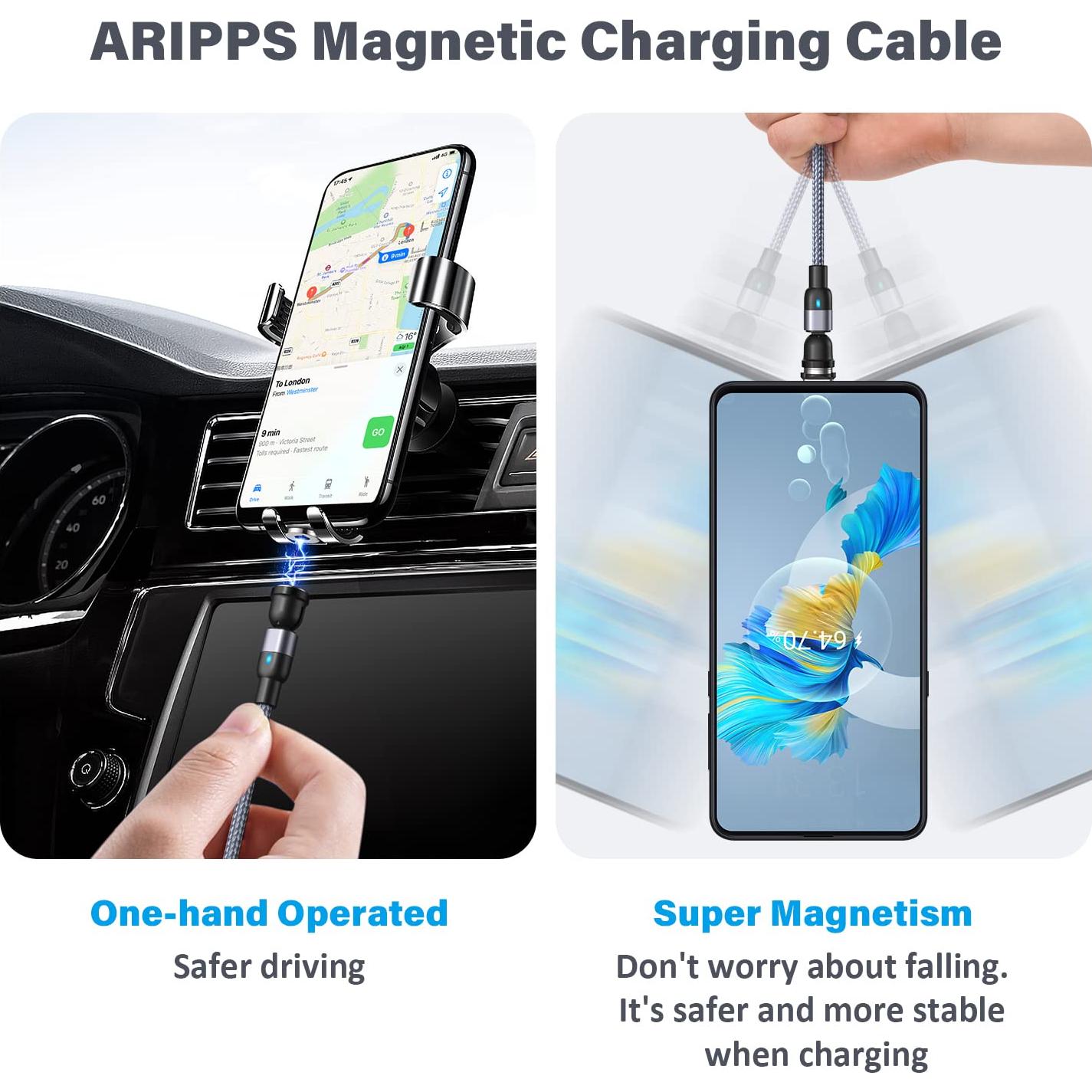 Cable de Carga Magnético 4 en 1 Aripps 1-3m Nylon Trenzado