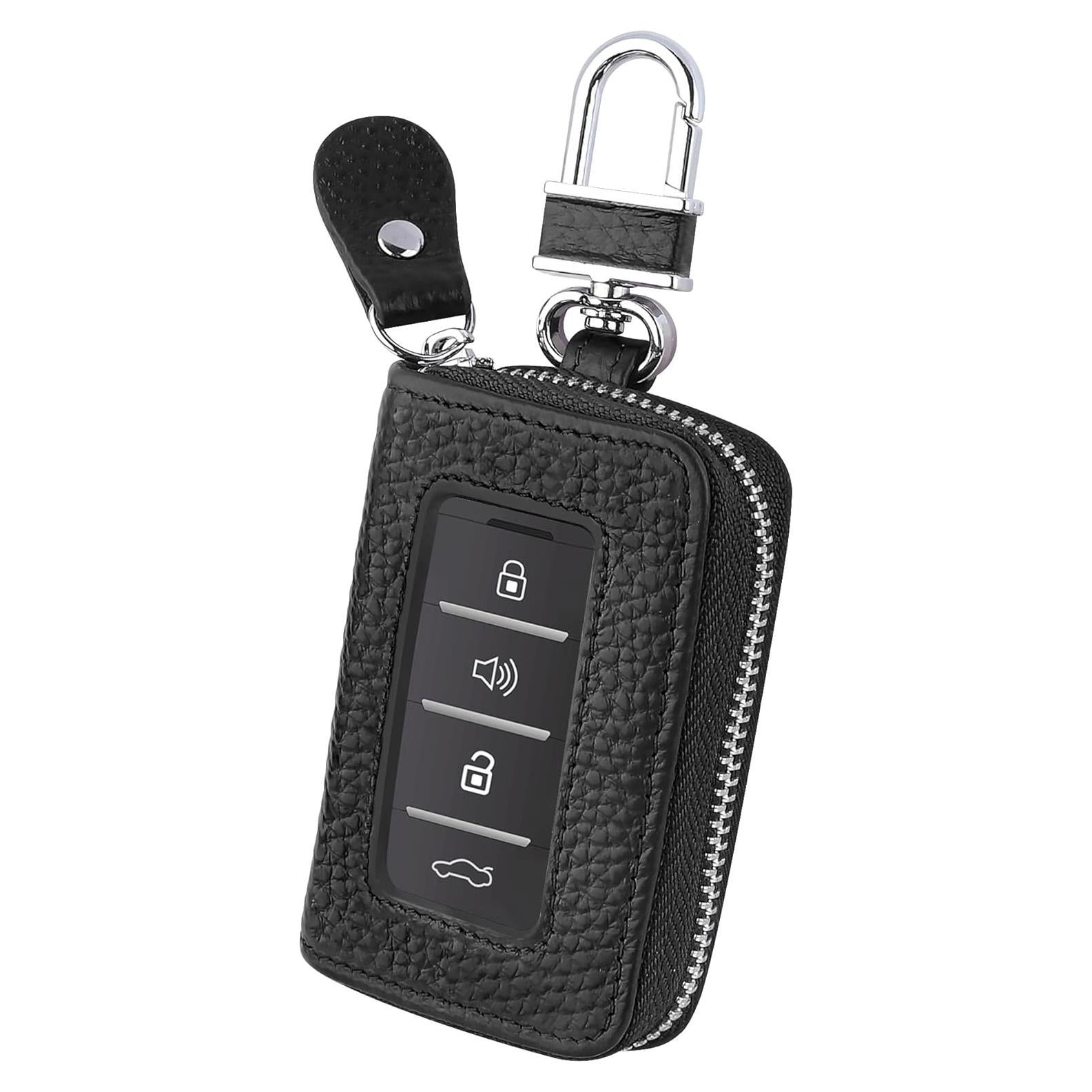 Funda de Llave de Auto SSNNUU Minimalista Cuero Negro Universal