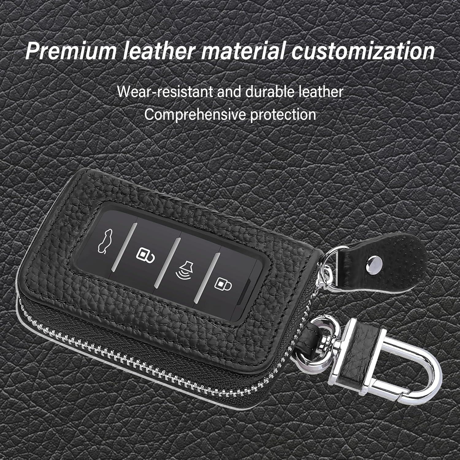 Funda de Llave de Auto SSNNUU Minimalista Cuero Negro Universal