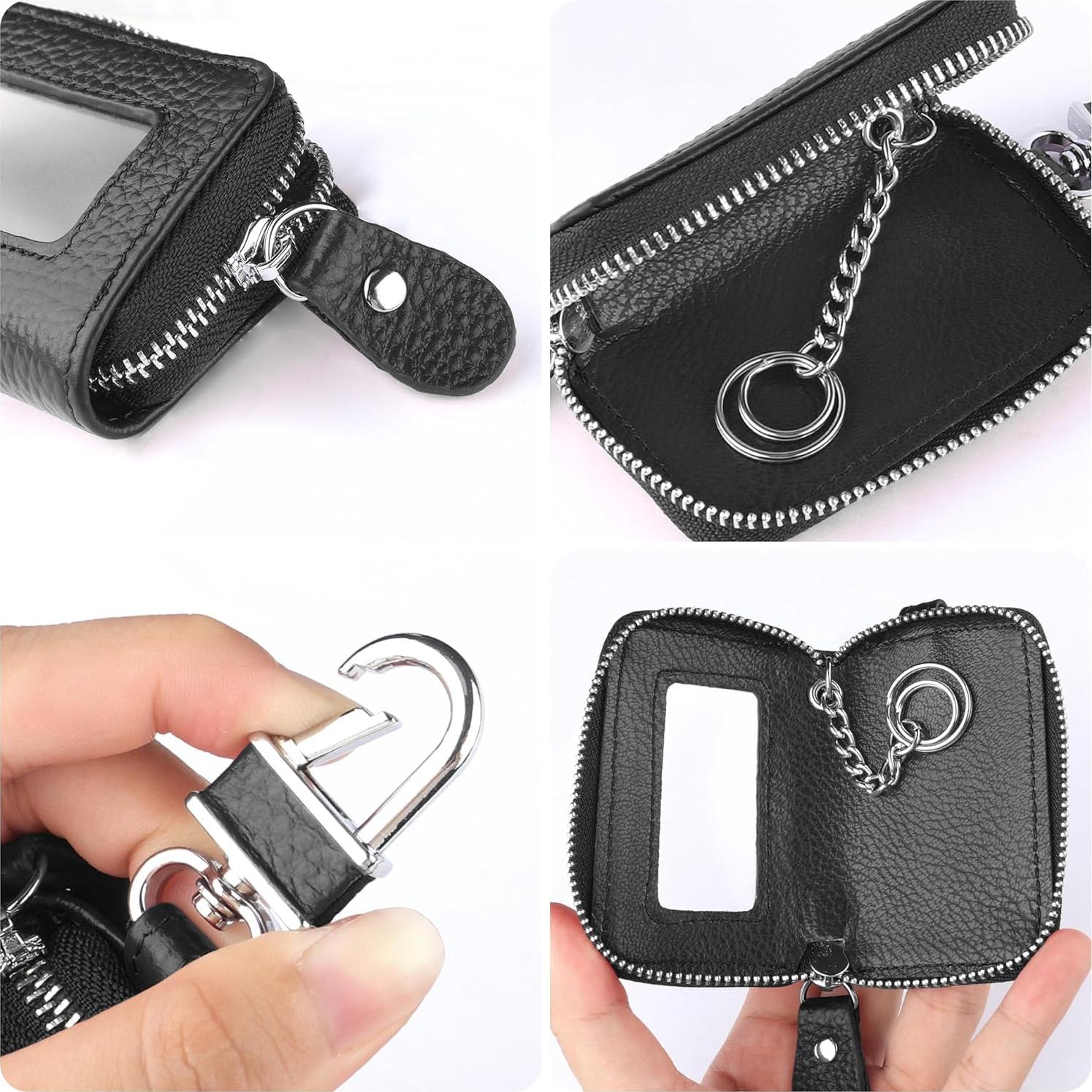 Funda de Llave de Auto SSNNUU Minimalista Cuero Negro Universal