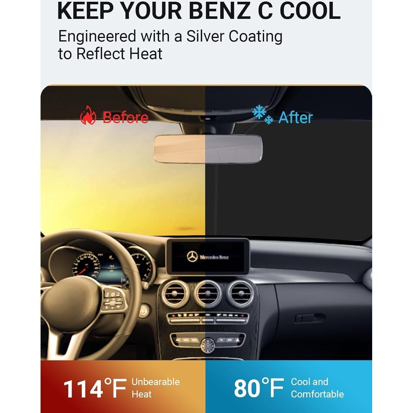 Protector Solar Plegable Proadsy para Parabrisas Mercedes Benz Clase C 2015-2021