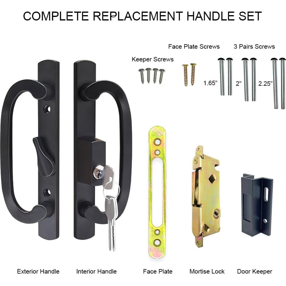 Juego de Manija de Puerta Corrediza ALLYWASAI con Cerradura Negra