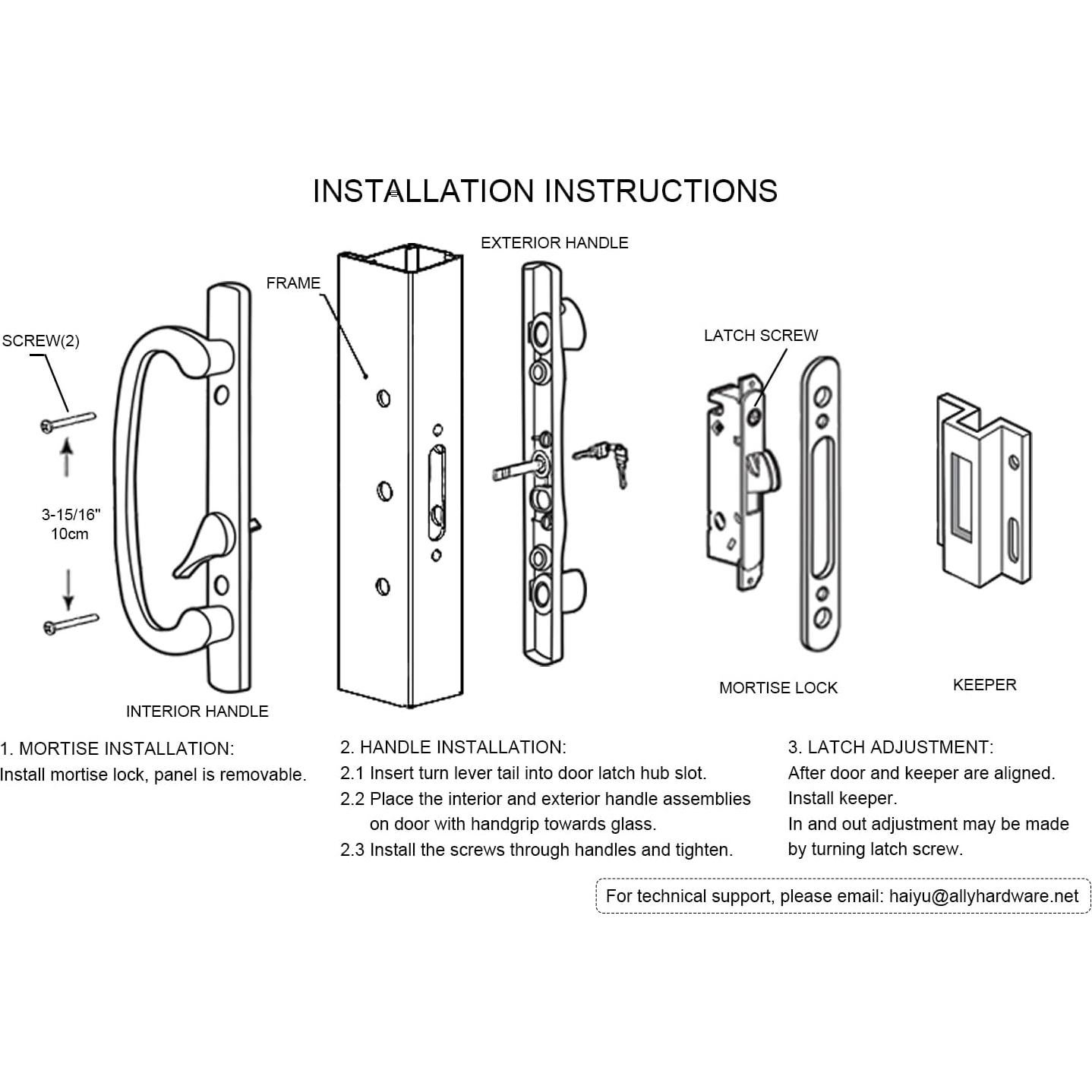 Juego de Manija de Puerta Corrediza ALLYWASAI con Cerradura Negra