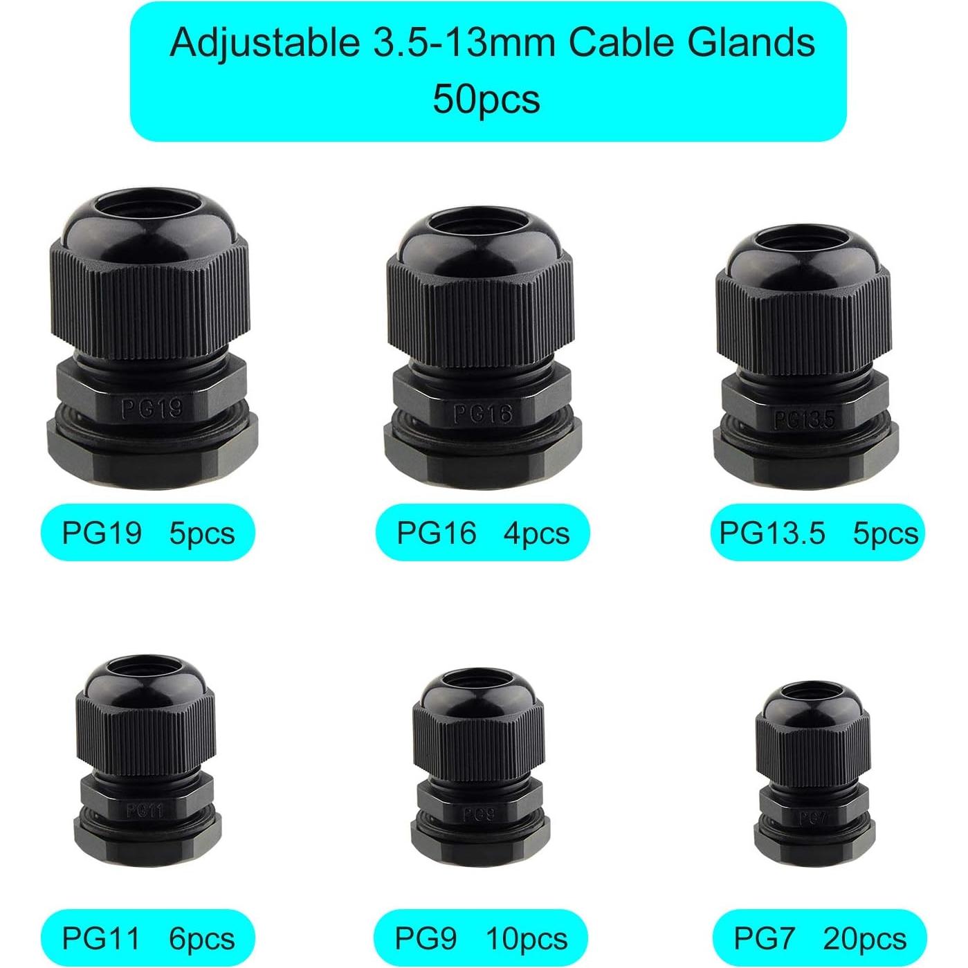 Kit de Conectores de Cable Impermeables TUPARKA 50 Piezas 3-16mm