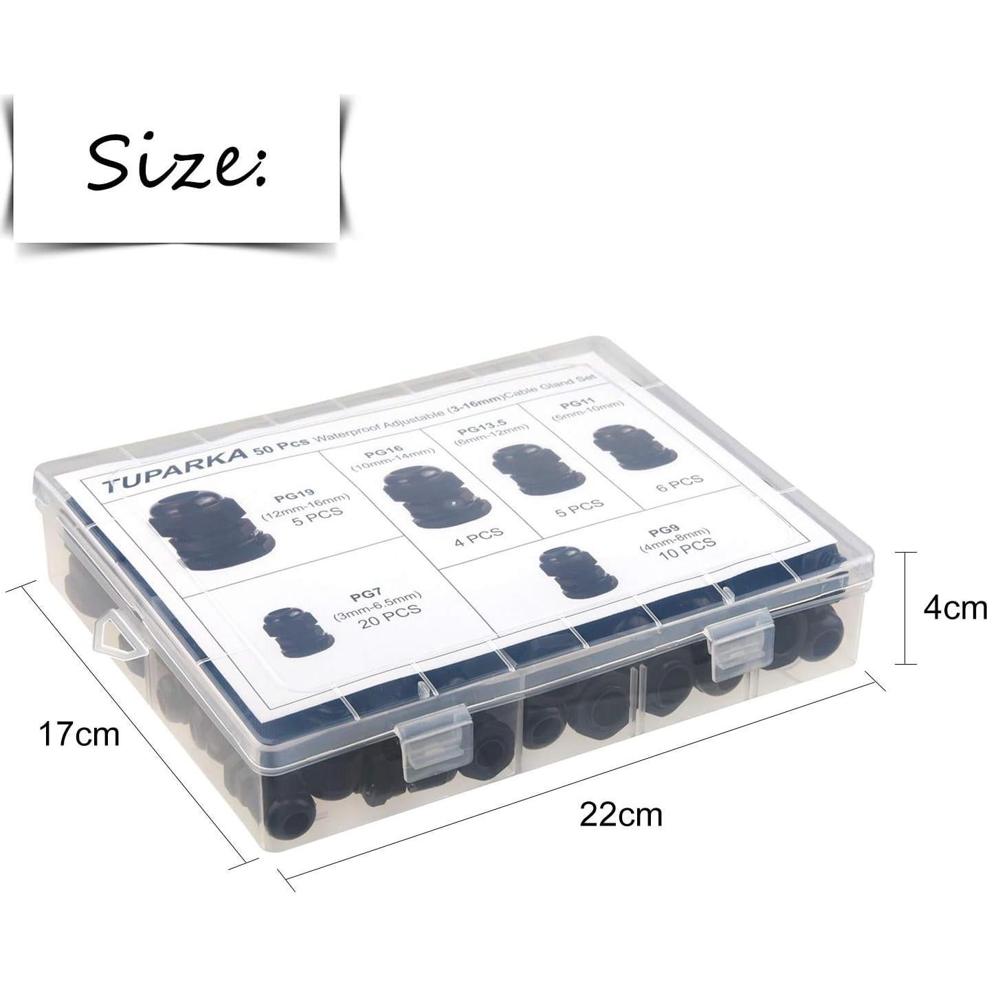 Kit de Conectores de Cable Impermeables TUPARKA 50 Piezas 3-16mm