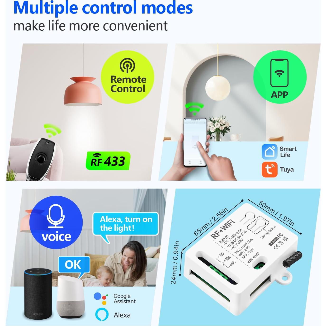 Interruptor Inteligente WiFi DieseRC TY-1CH 1 Canal con Control Remoto