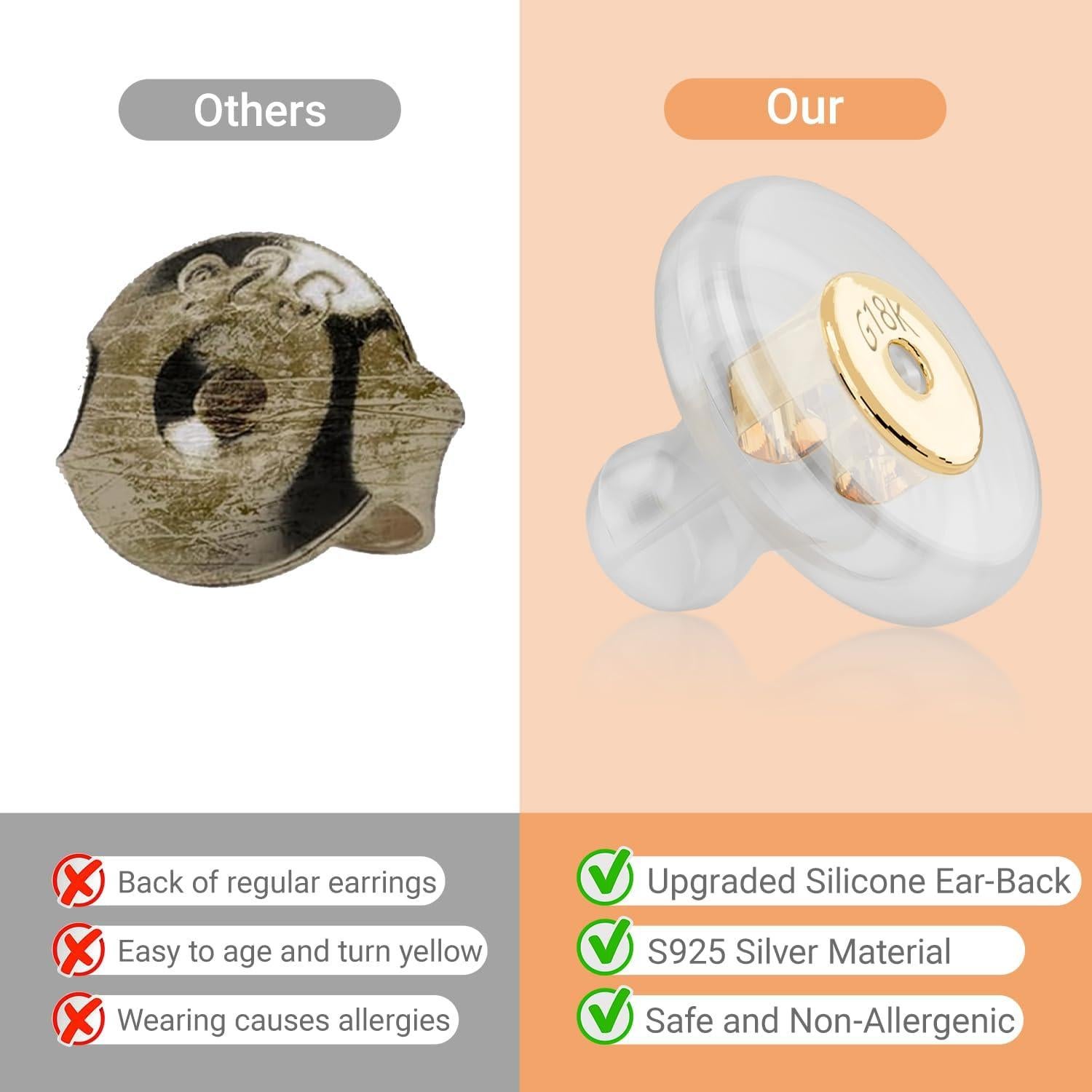 Resortes de Silicona Hipoalergénicos JUNCHONG 12 PCS Oro