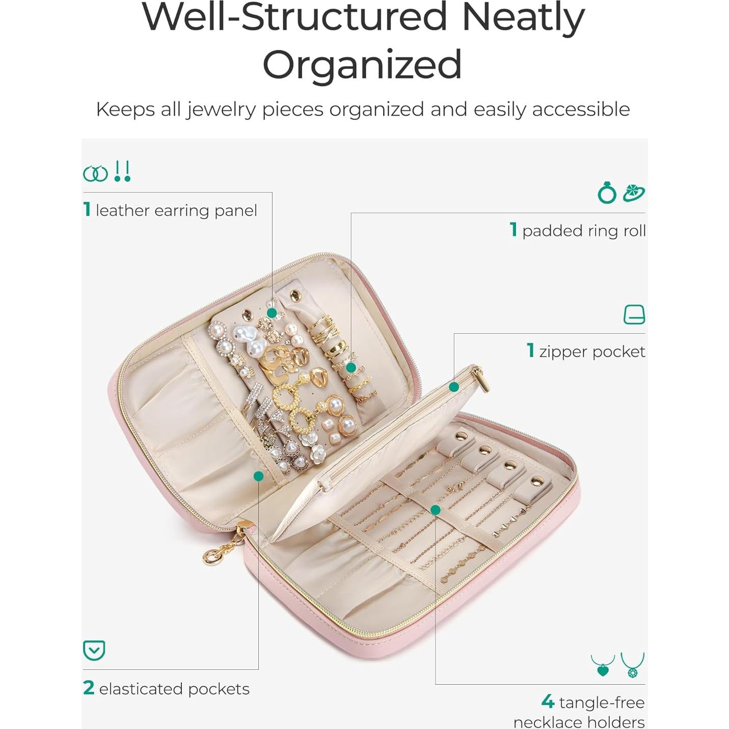 Estuche de Joyería de Viaje BAGSMART Beige 22x13.5 cm